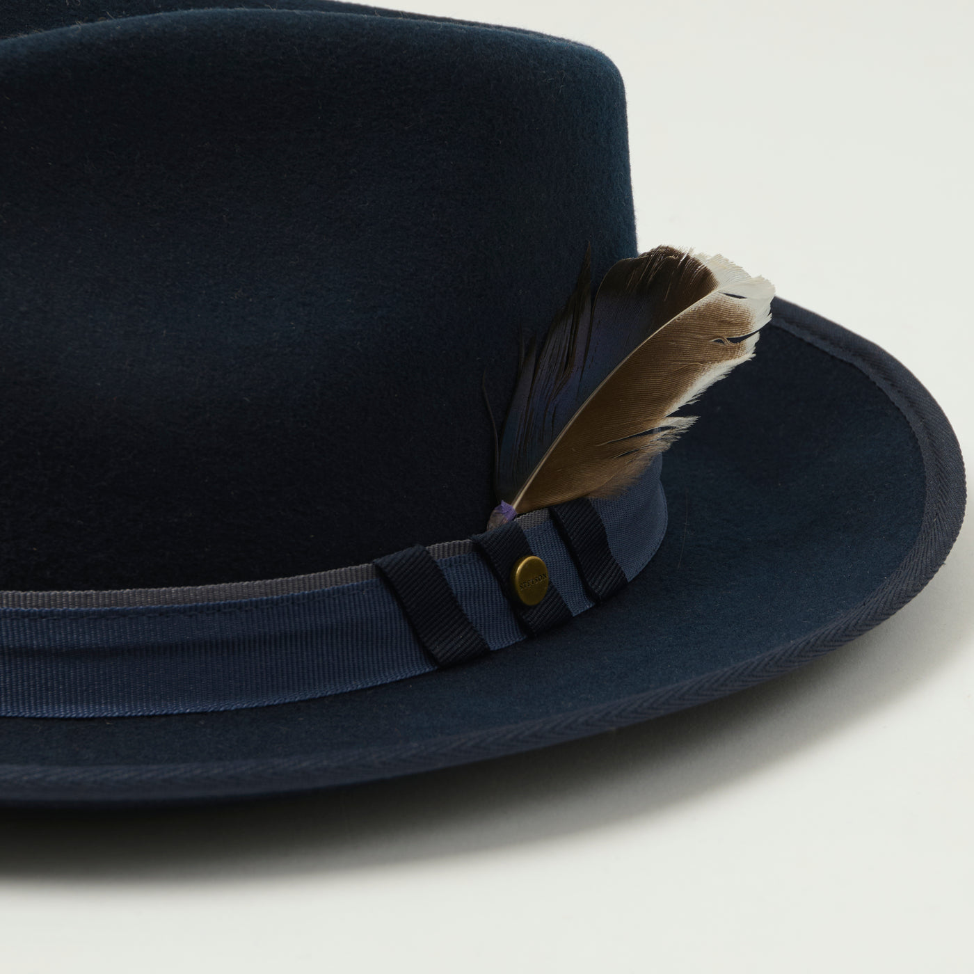 Stetson Wool Felt Fedora - Navy/Gun Metal