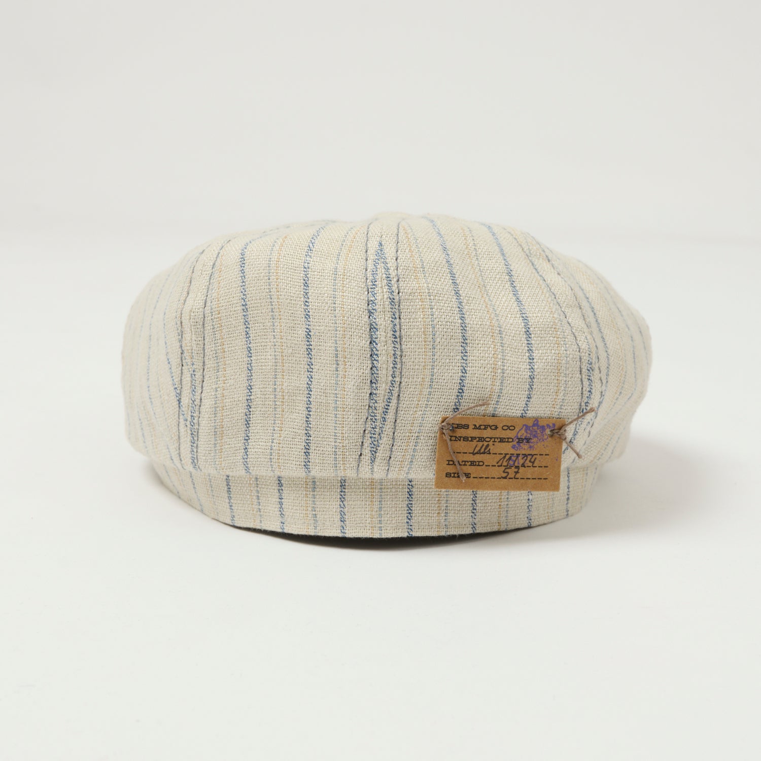 Stetson Hatteras Striped Linen Flat Cap - Nature/Blue