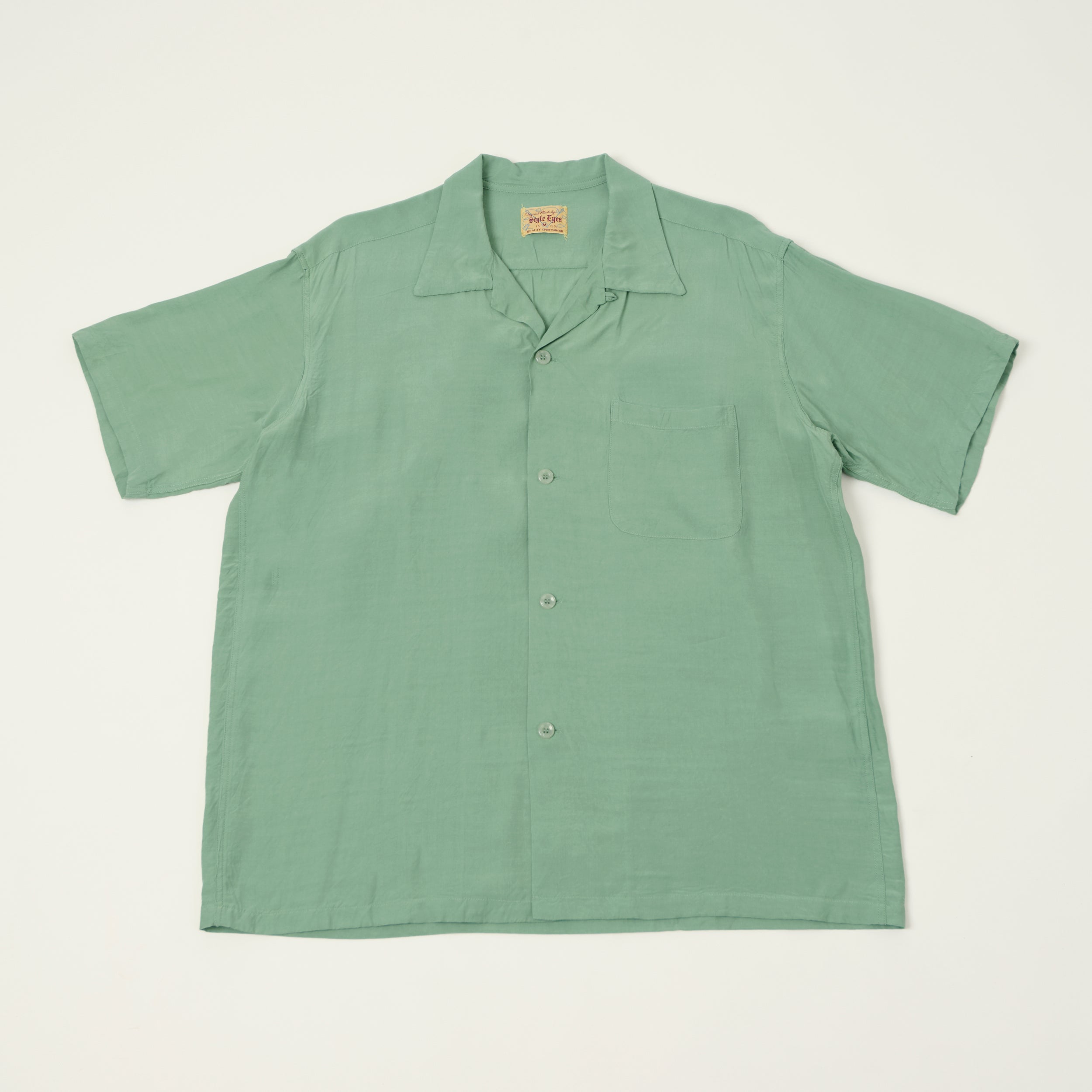 Style Eyes Short Sleeve Rayon Bowling Shirt - Mint Green