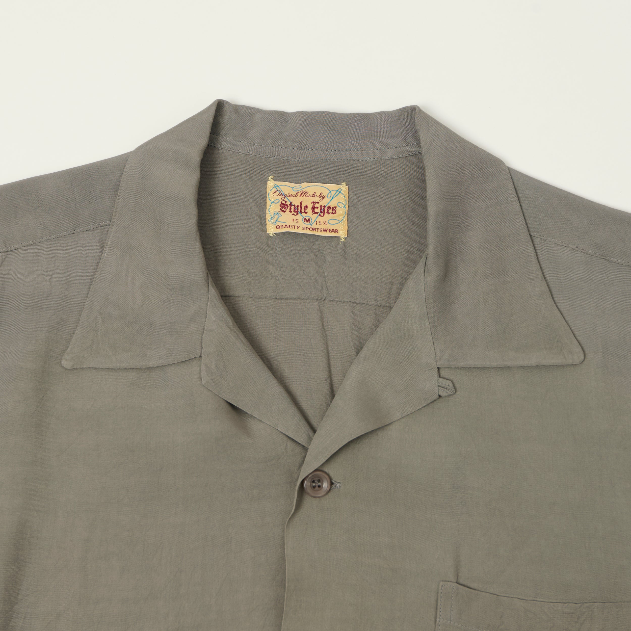 Style Eyes Short Sleeve Rayon Bowling Shirt - Grey