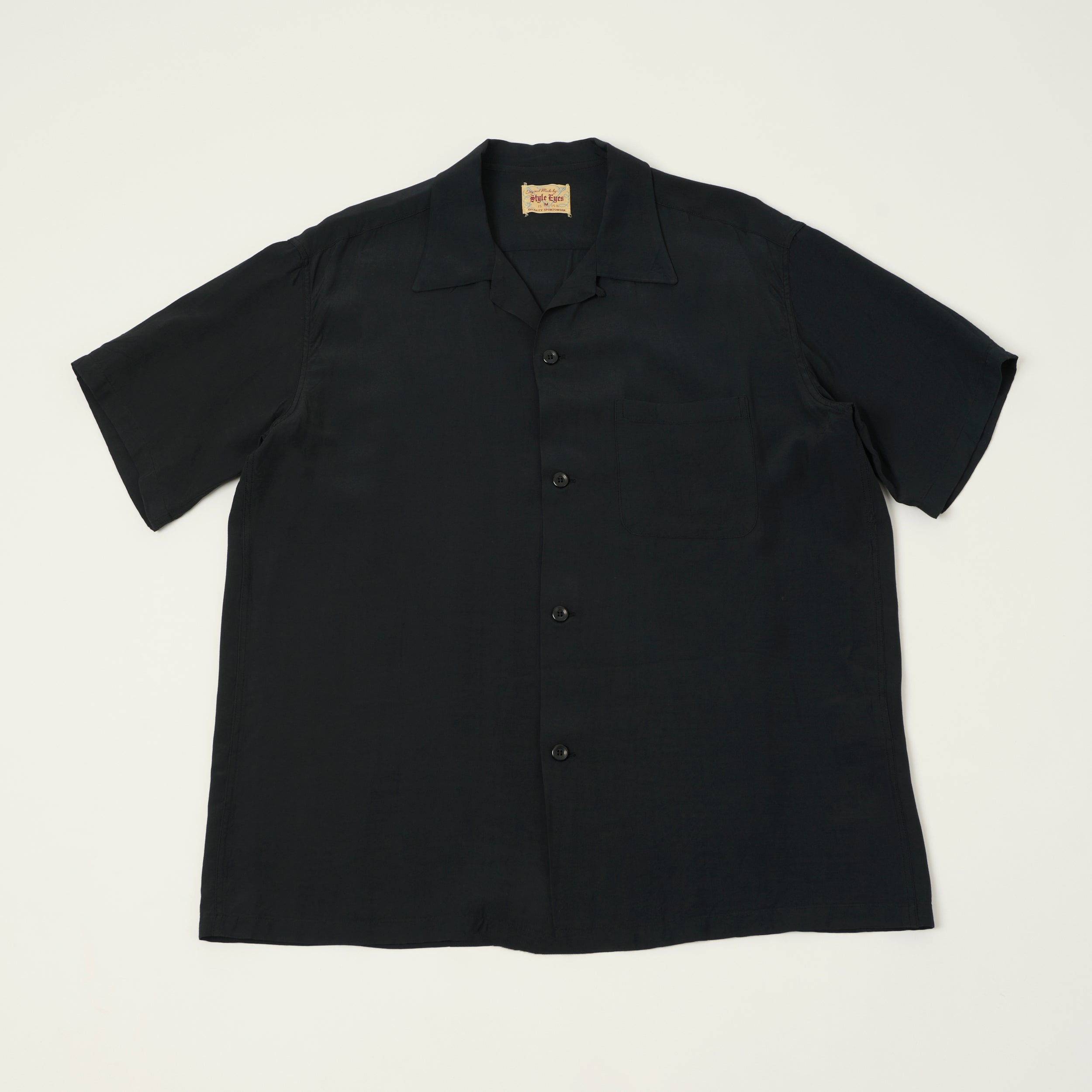 Style Eyes Short Sleeve Rayon Bowling Shirt - Black