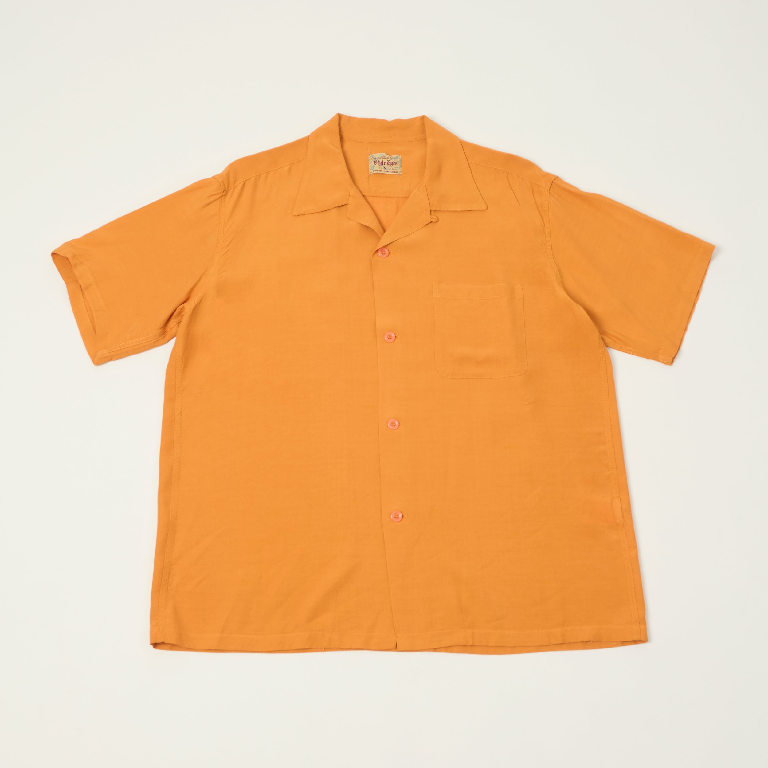 Style Eyes Short Sleeve Rayon Bowling Shirt - Orange