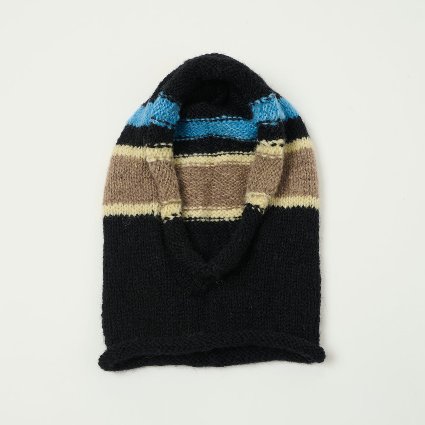 Sublime Hand Knit Stripe Balaclava - Black
