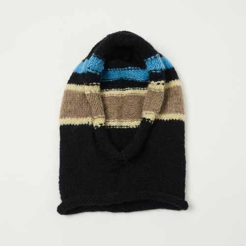 Sublime Hand Knit Stripe Balaclava - Black
