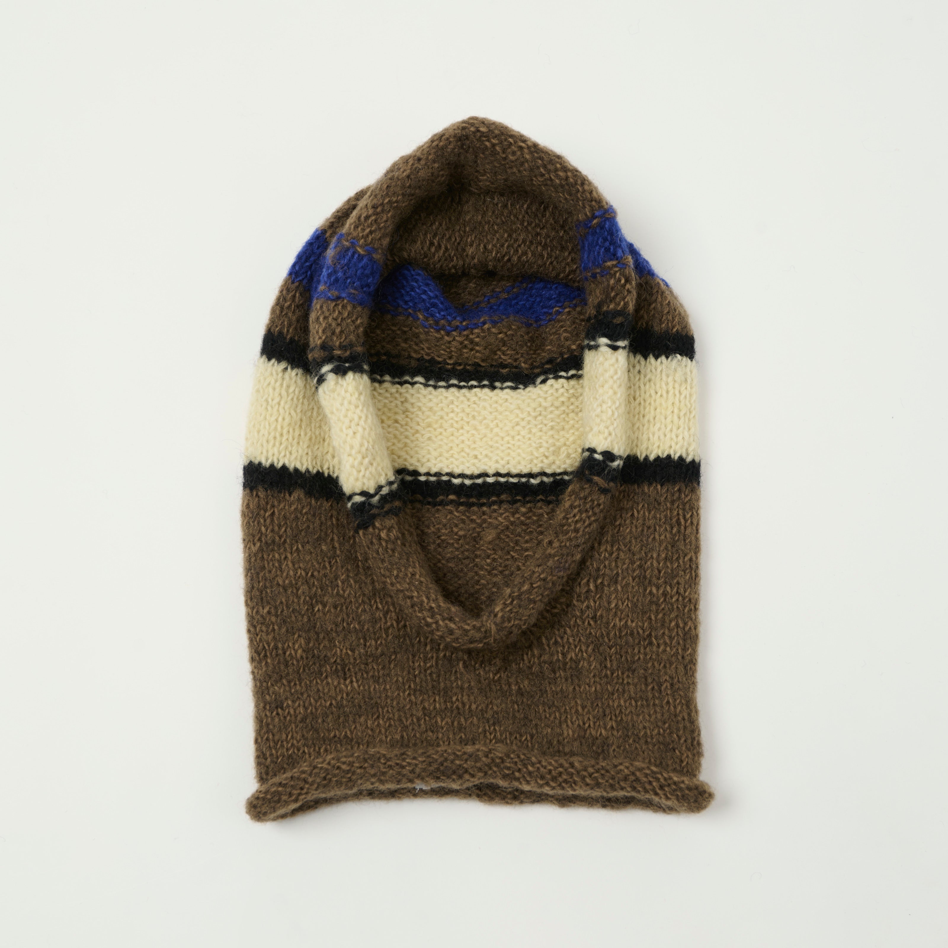 Sublime Hand Knit Stripe Balaclava - Brown