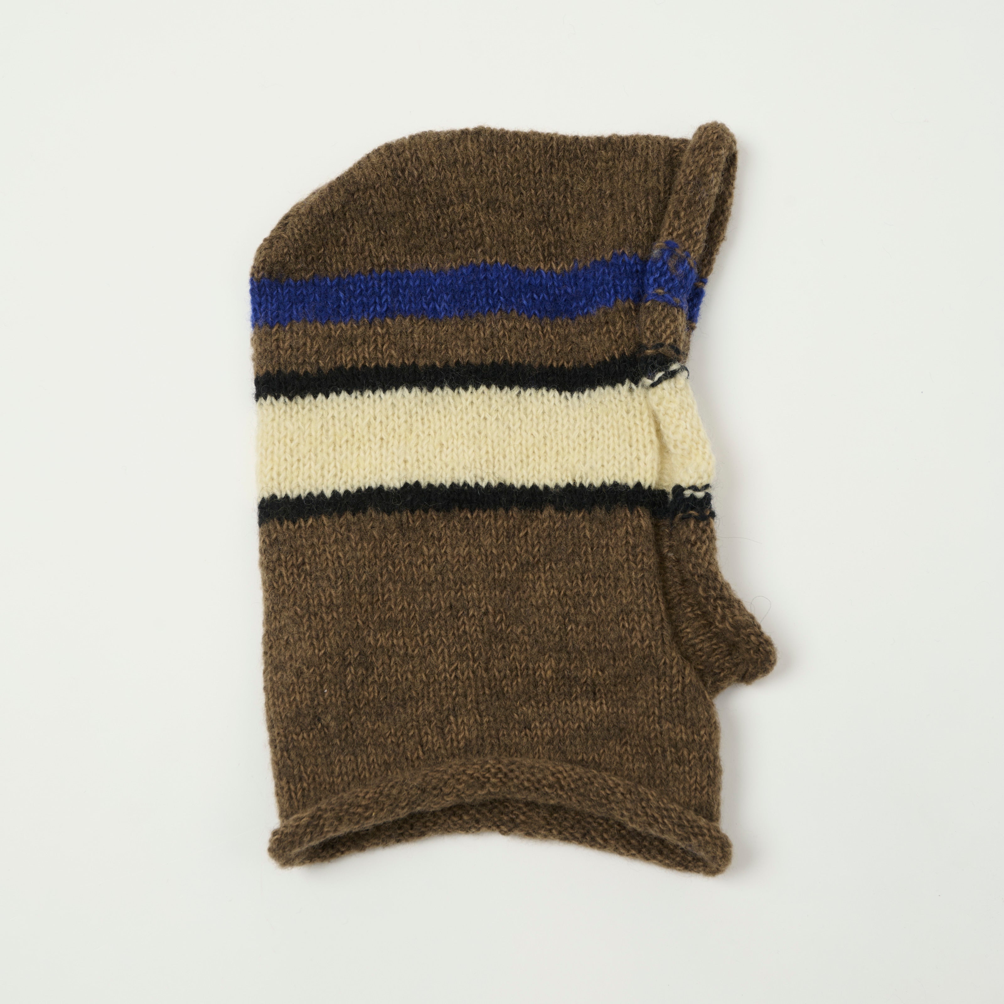 Sublime Hand Knit Stripe Balaclava - Brown