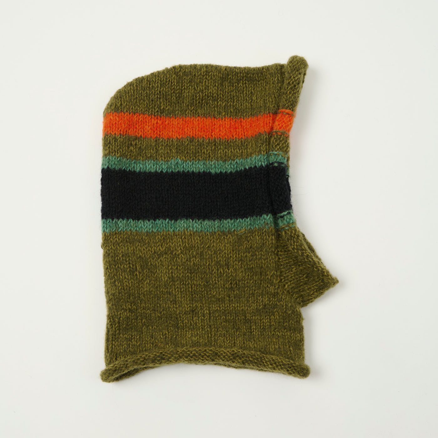 Sublime Hand Knit Stripe Balaclava - Moss