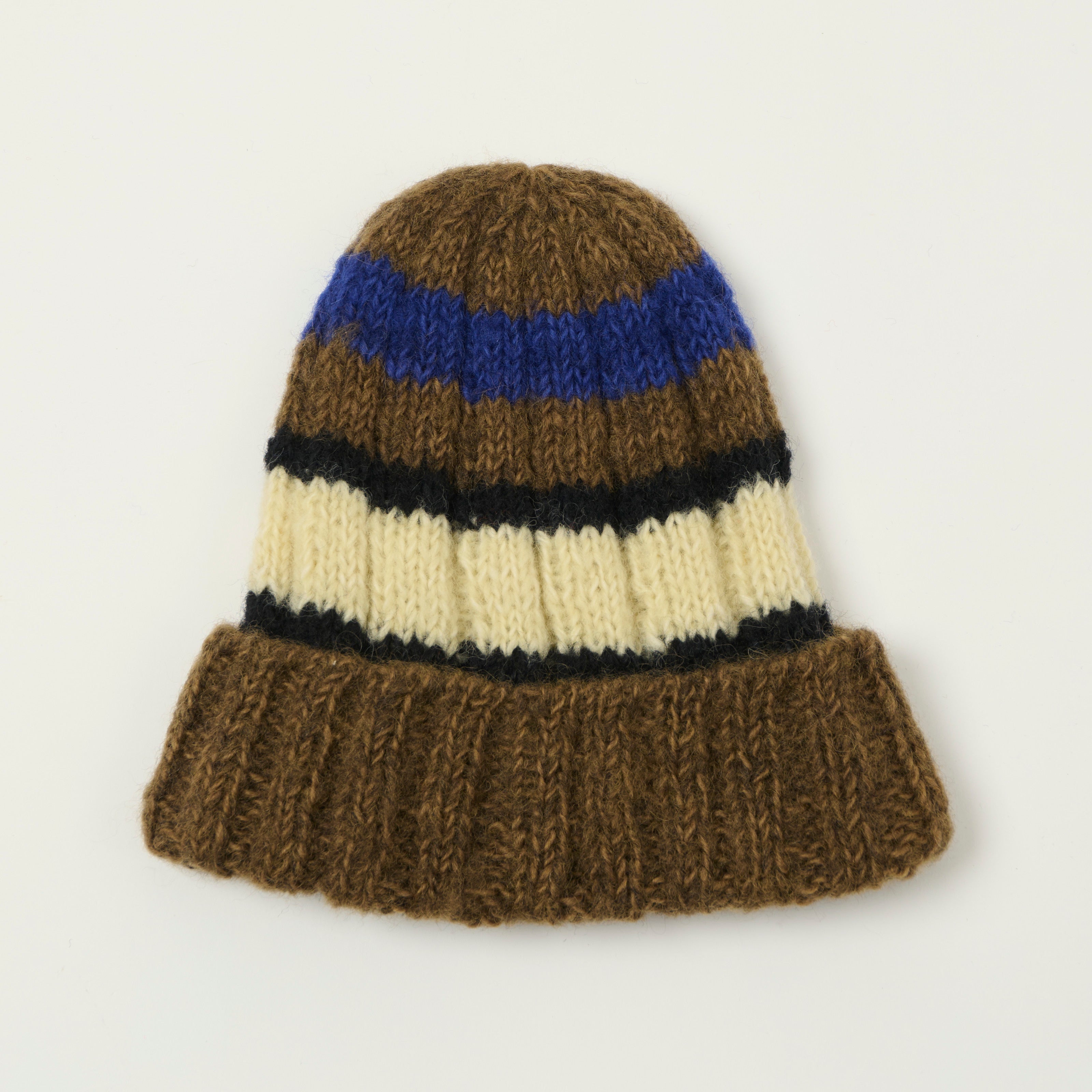 Sublime Hand Knit Stripe Beanie - Brown