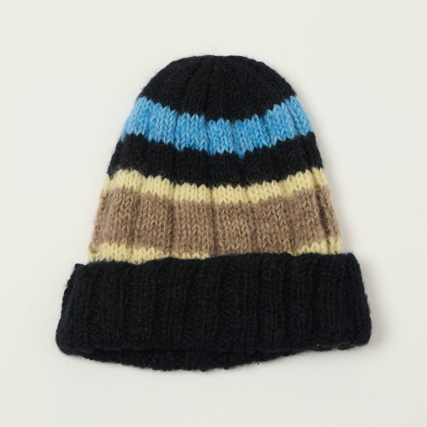 Sublime Hand Knit Stripe Beanie - Black