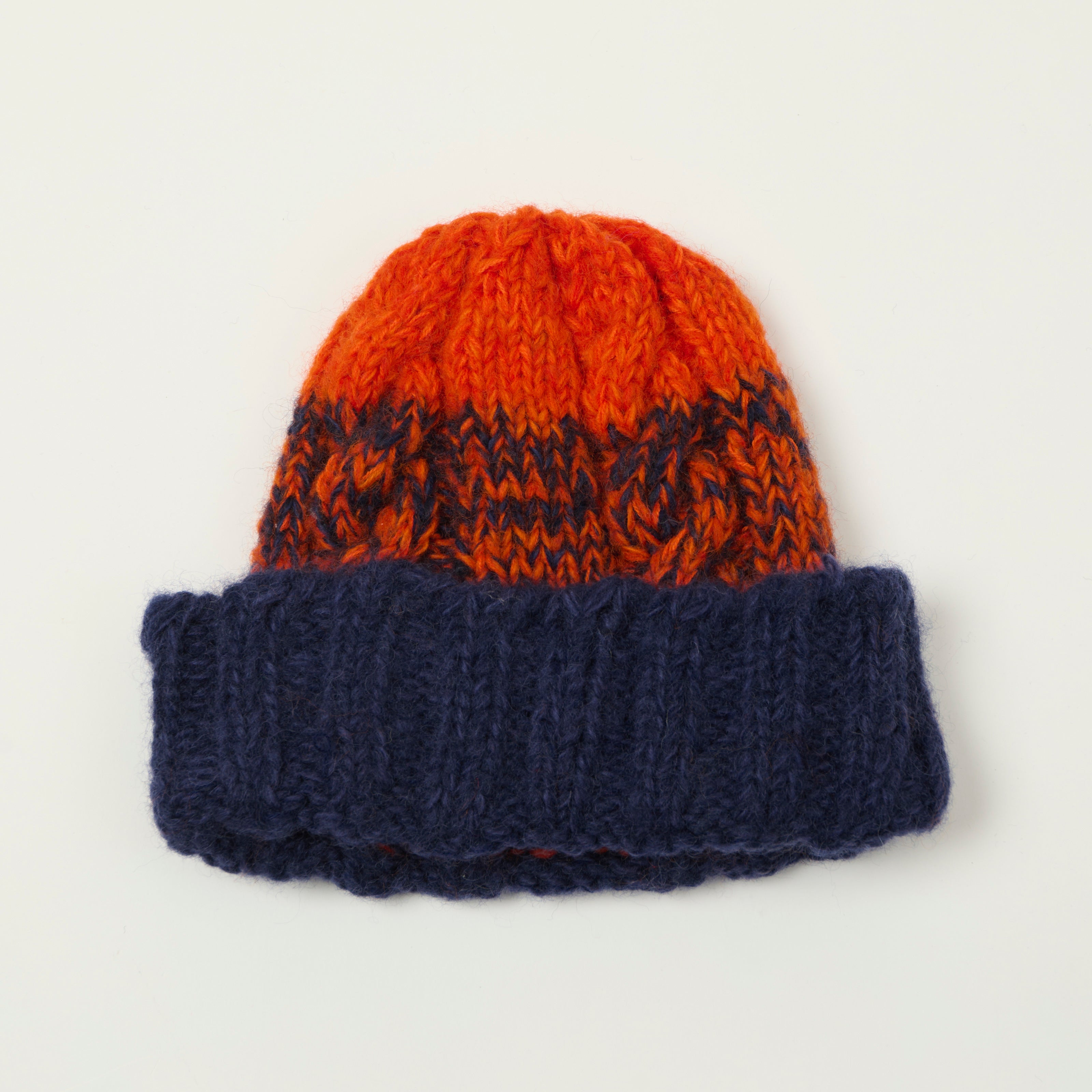 Sublime Hand Knit Fishermans Beanie - Navy/Orange
