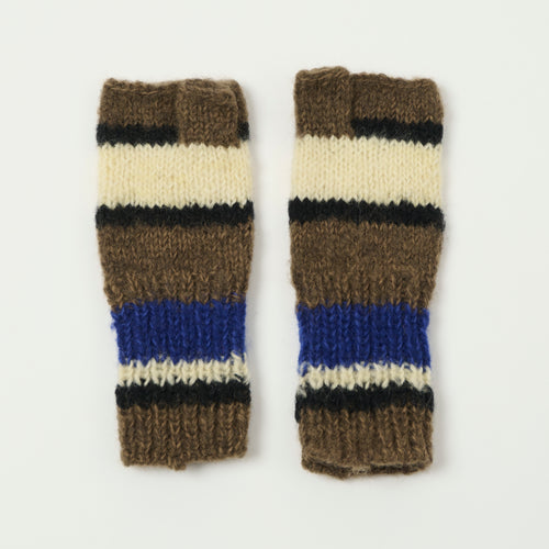 Sublime Hand Knit Stripe Gloves - Brown
