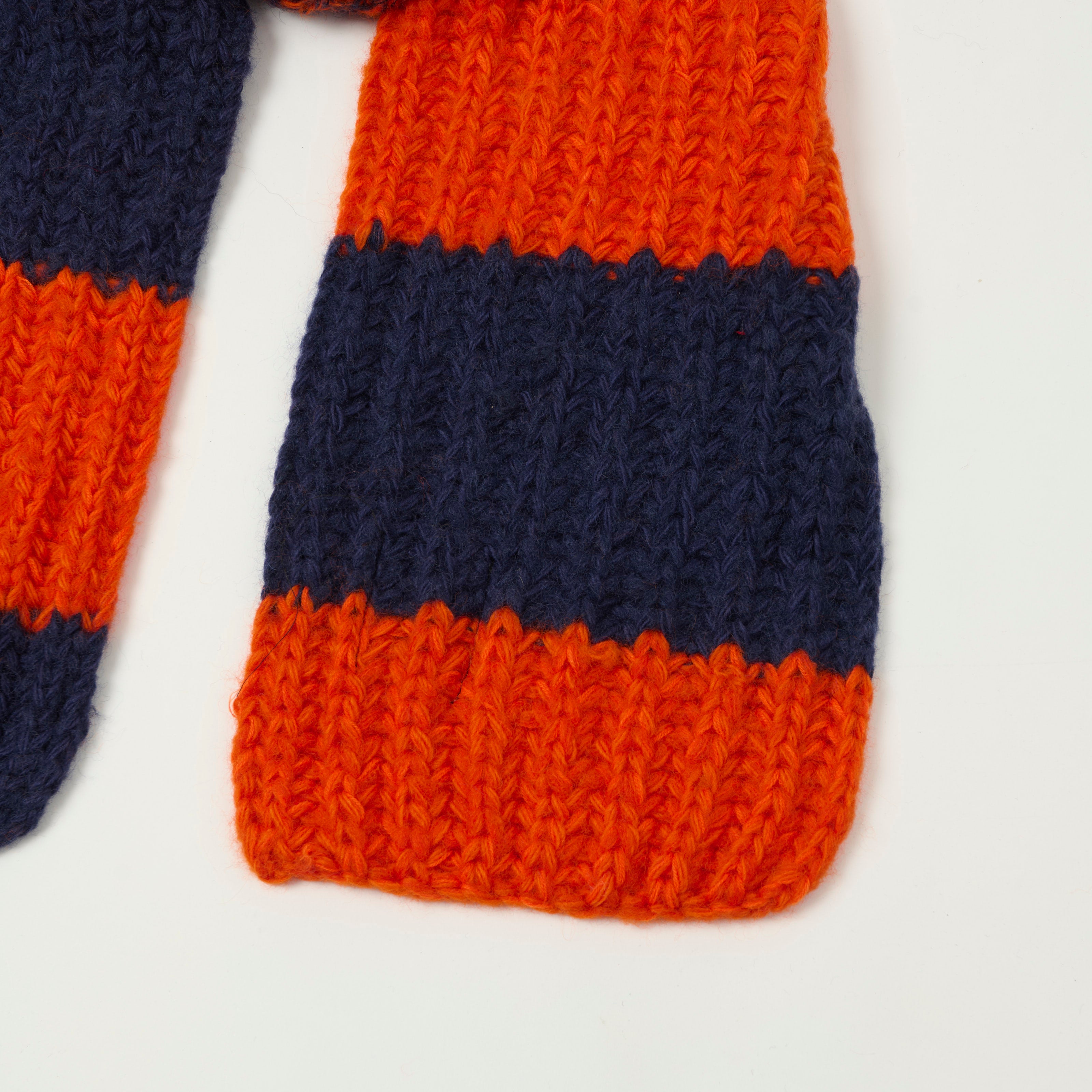Sublime Hand Knit Long Muffler Scarf - Navy/Orange