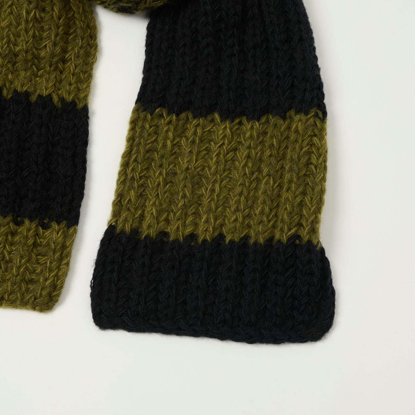 Sublime Hand Knit Long Muffler Scarf - Black/Moss
