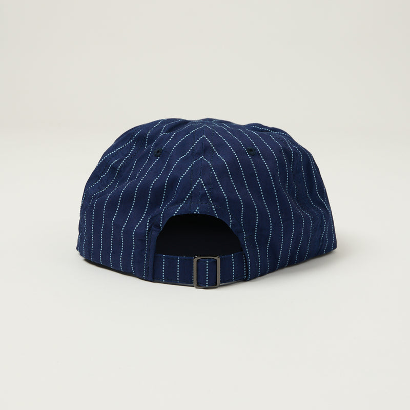 Sublime Long Brim 6 Panel Cap - Indigo Dot Stripe