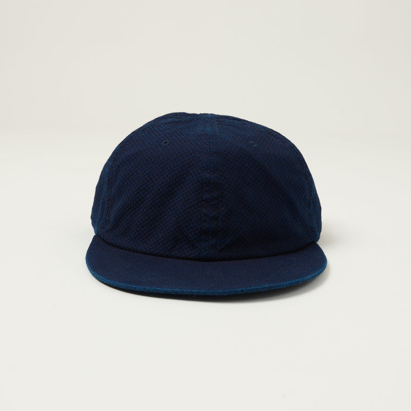 Sublime Long Brim 6 Panel Cap - Indigo Sashiko