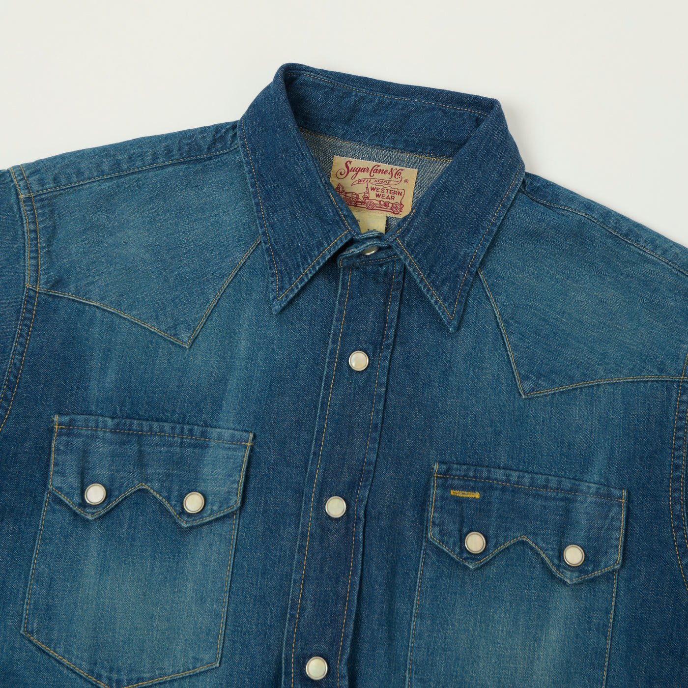 Sugar Cane Denim Western Shirt - Rinsed Wash