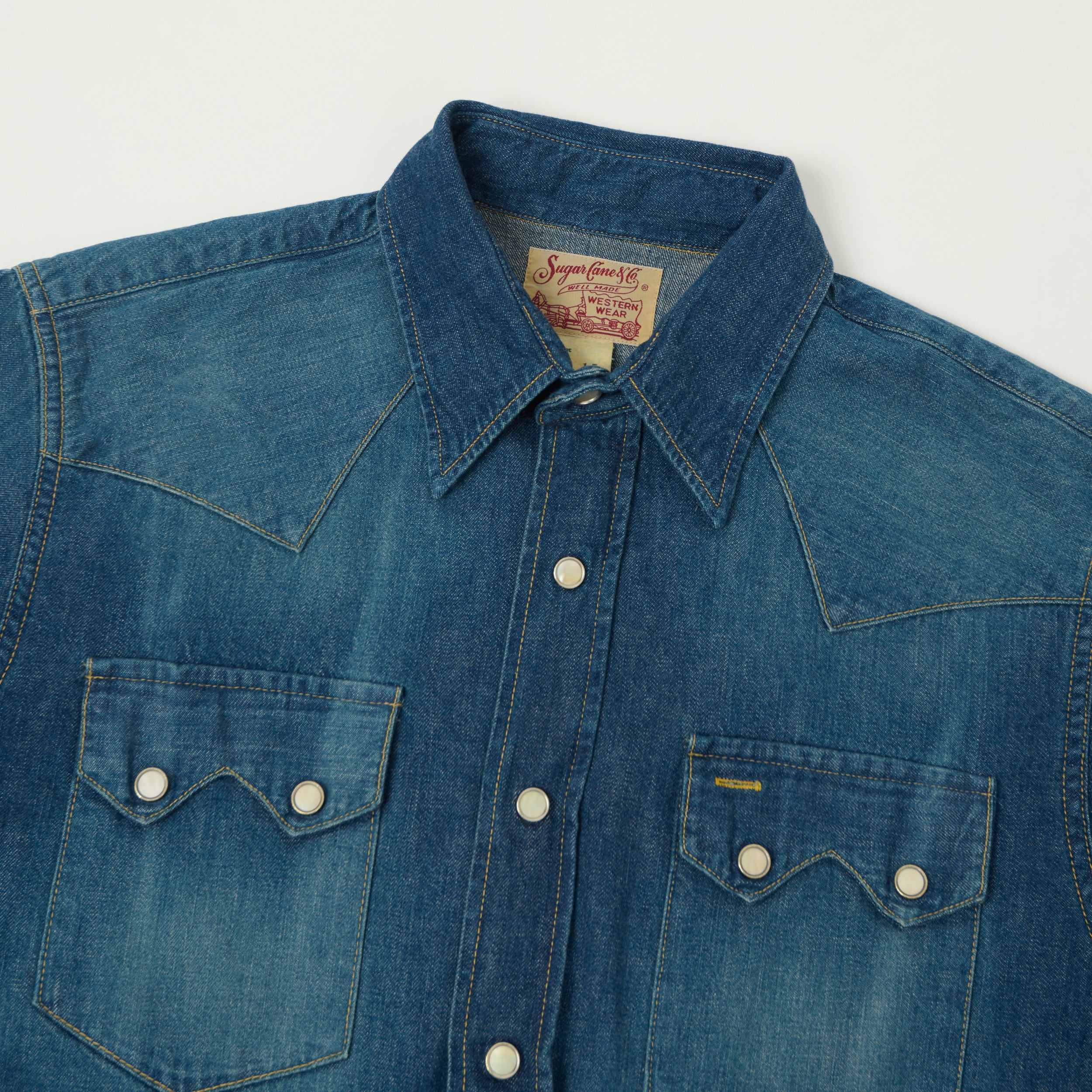 Sugar Cane Denim Western Shirt - Rinsed Wash
