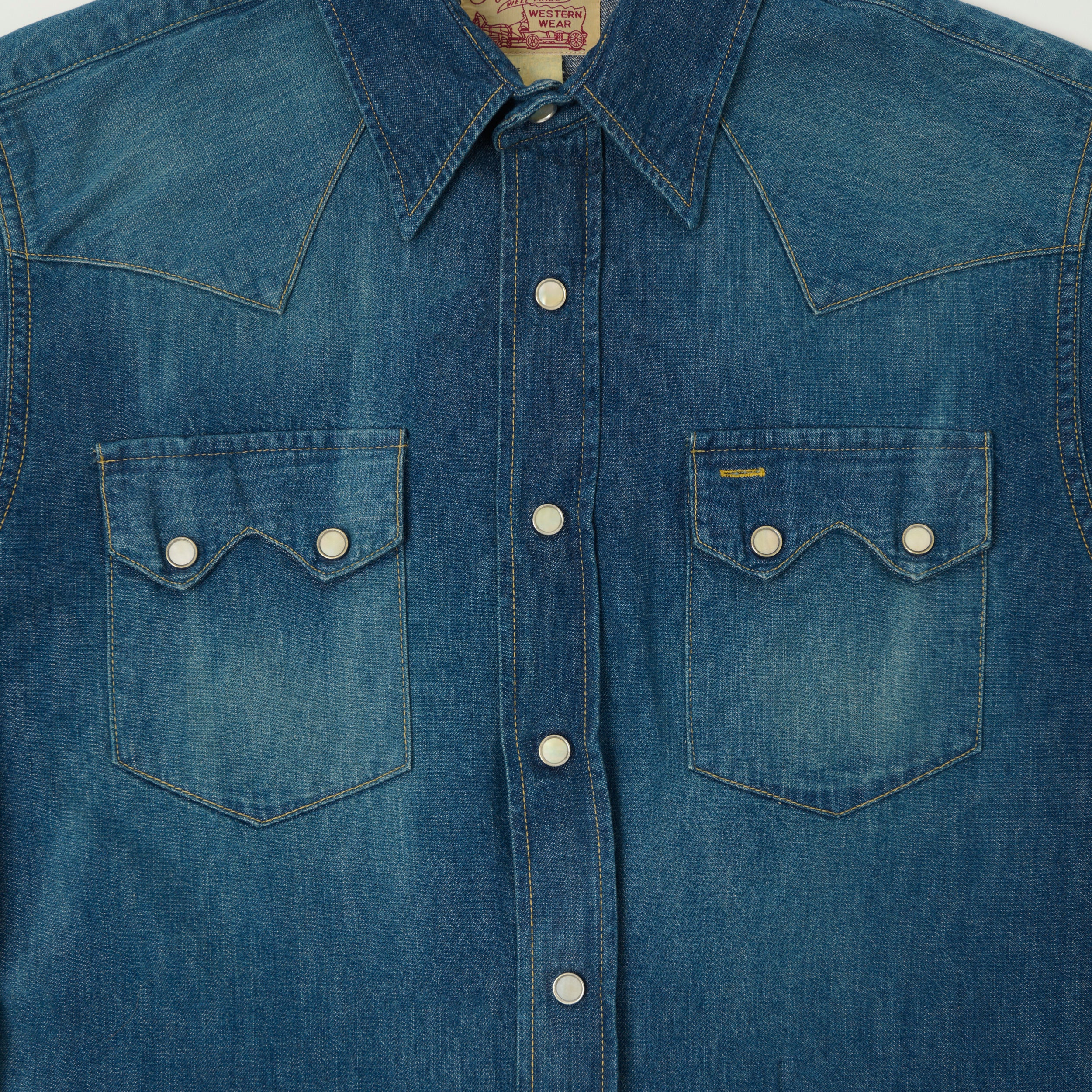 Sugar Cane Denim Western Shirt - Rinsed Wash