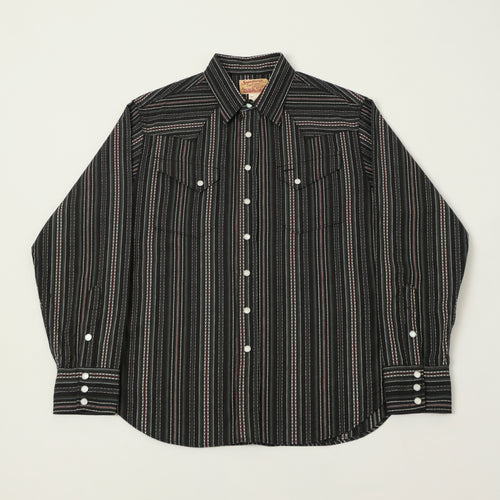 Sugar Cane Indigo Dobby Western Shirt - Black