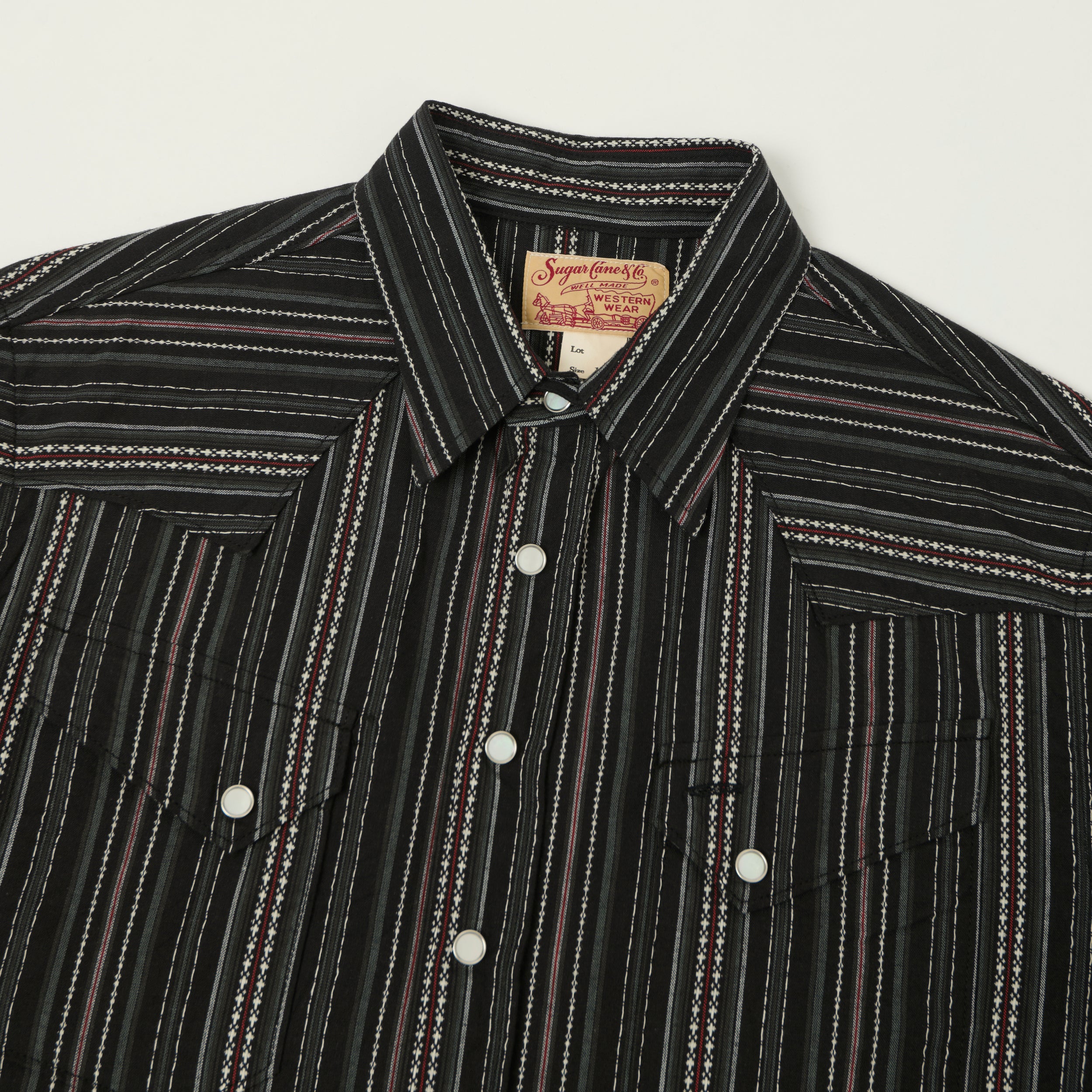 Sugar Cane Indigo Dobby Western Shirt - Black