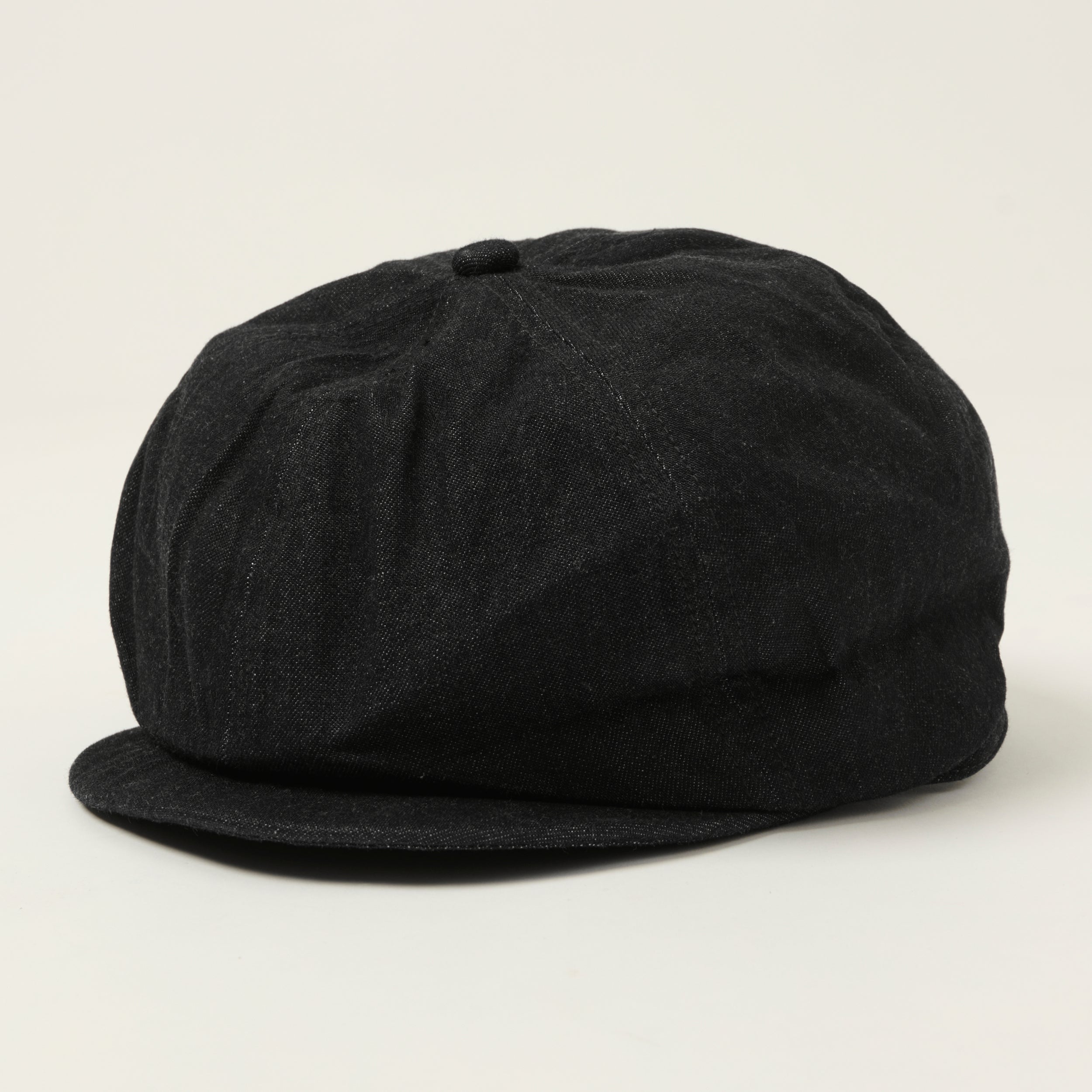 Sugar Cane 10oz Denim Applejack Cap - Black