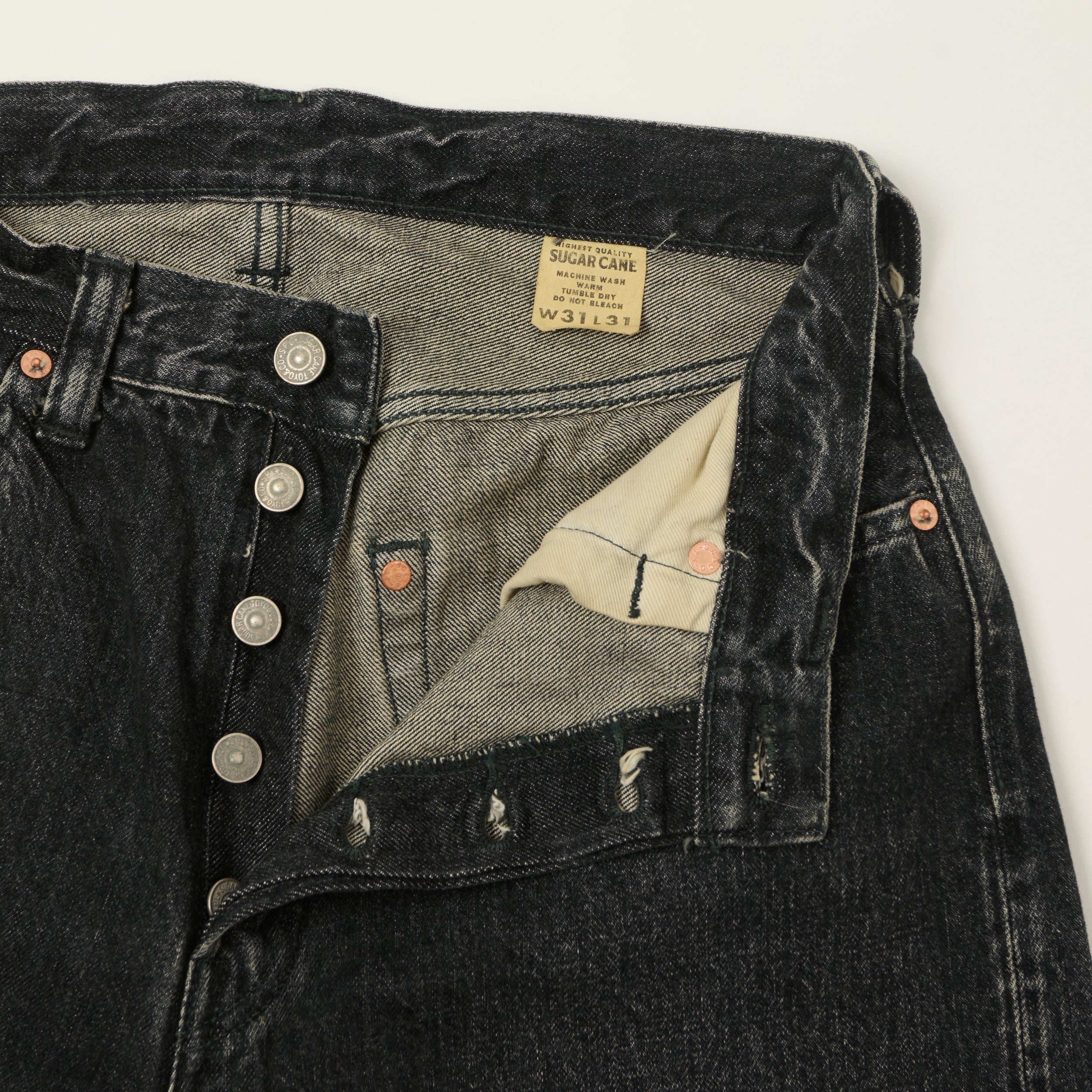 Sugar Cane 1947 Model 14.25oz Regular Straight Jean - Black Hard Wash