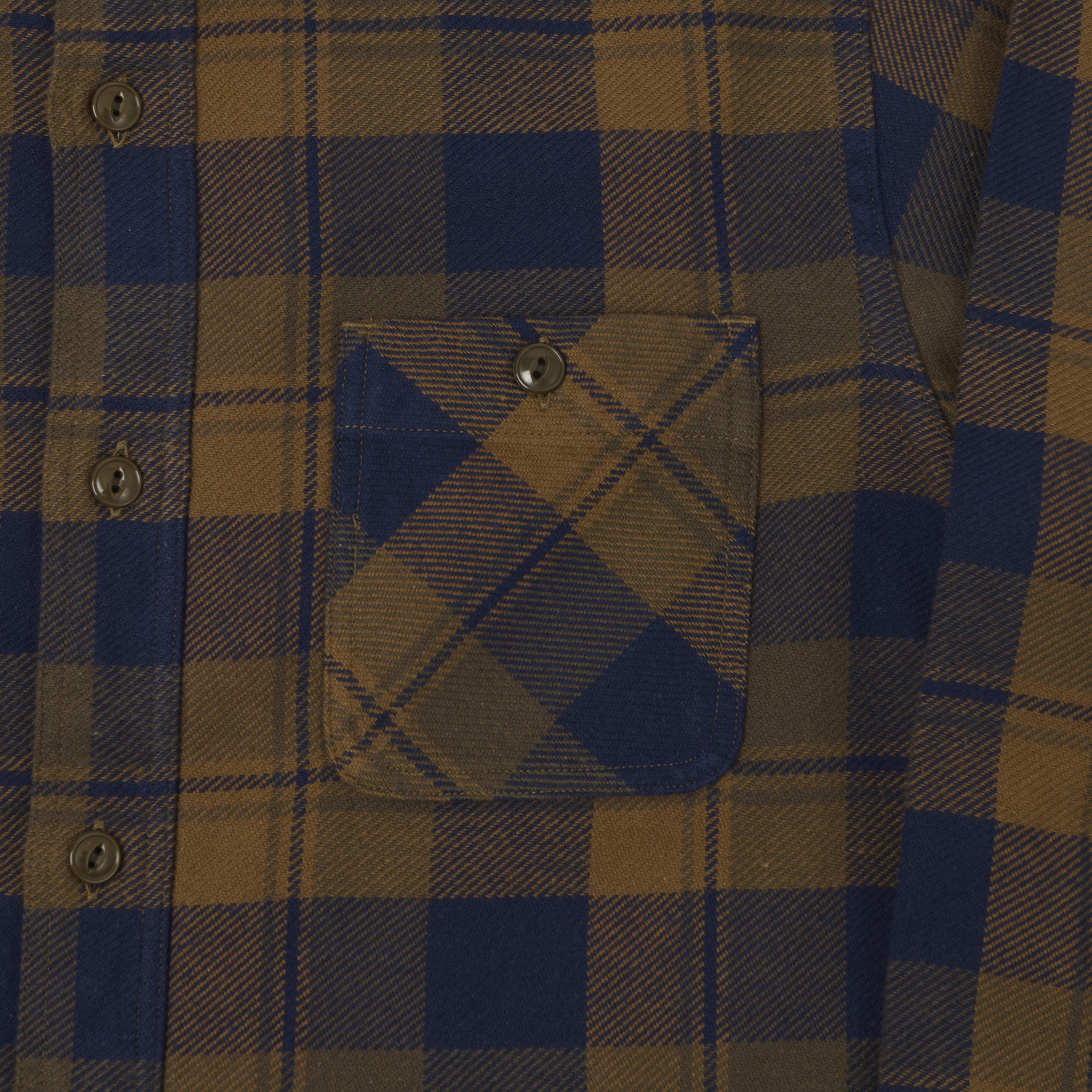 Sugar Cane 1960s Twill Check Work Shirt - Brown