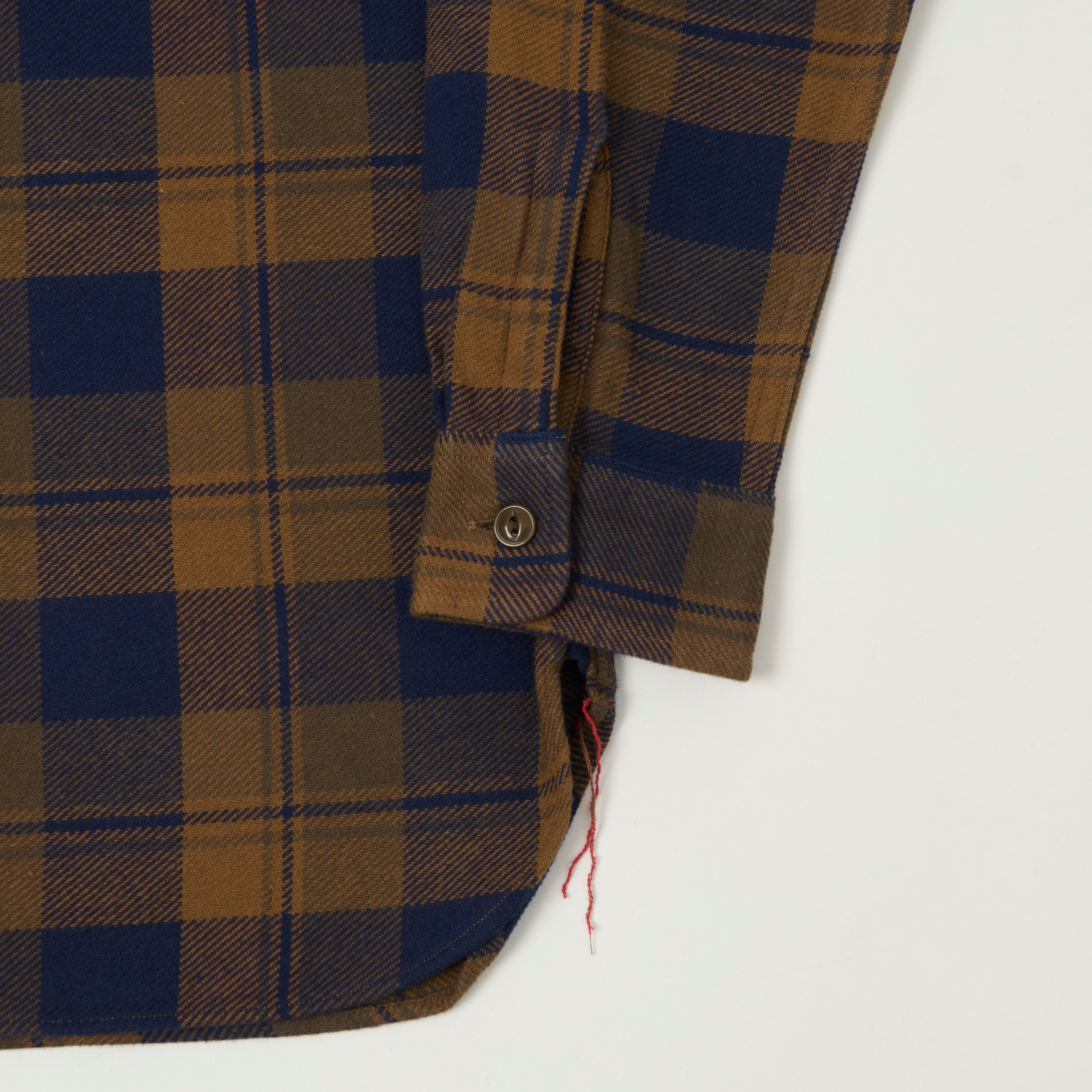 Sugar Cane 1960s Twill Check Work Shirt - Brown