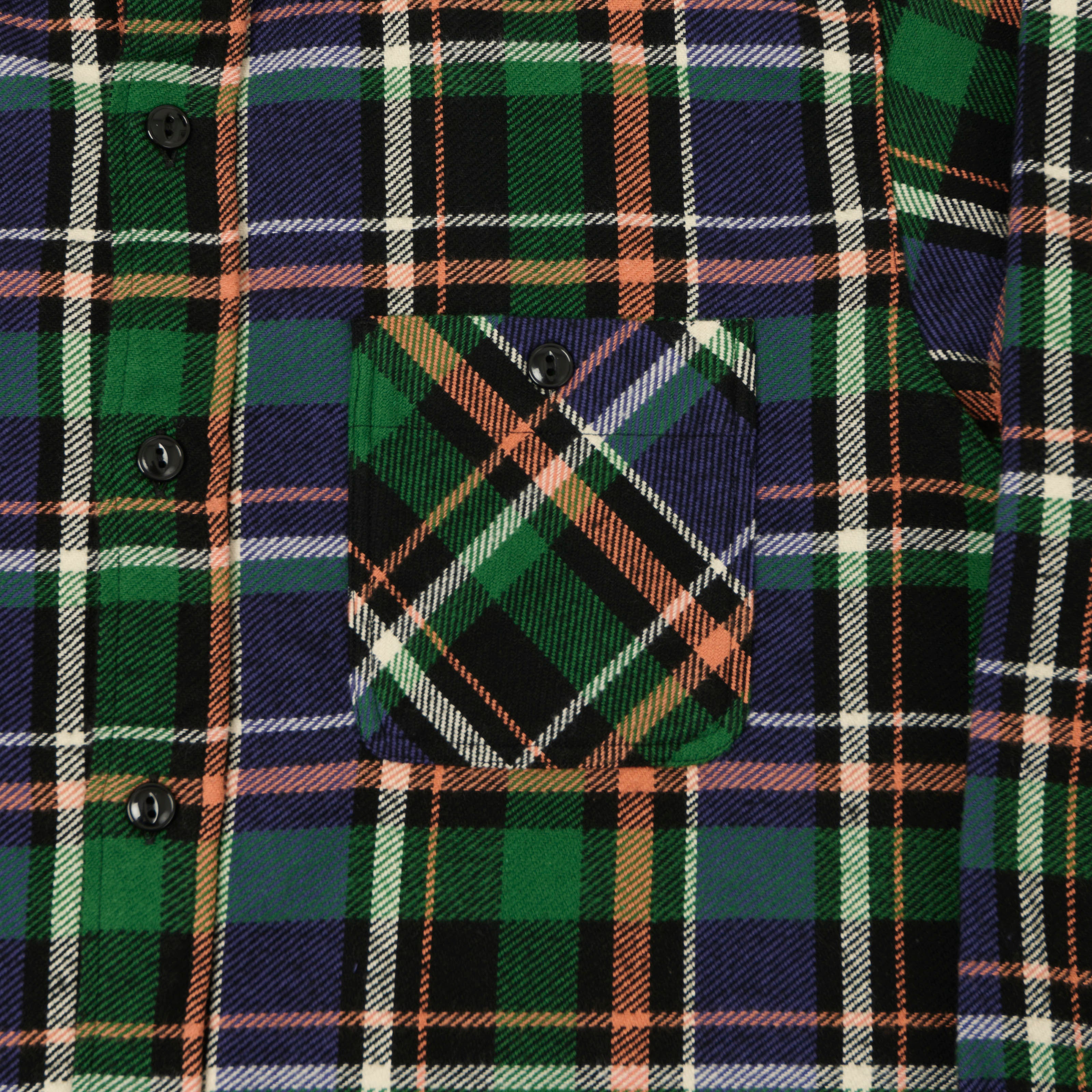 Sugar Cane 1980s Twill Check Work Shirt - Green