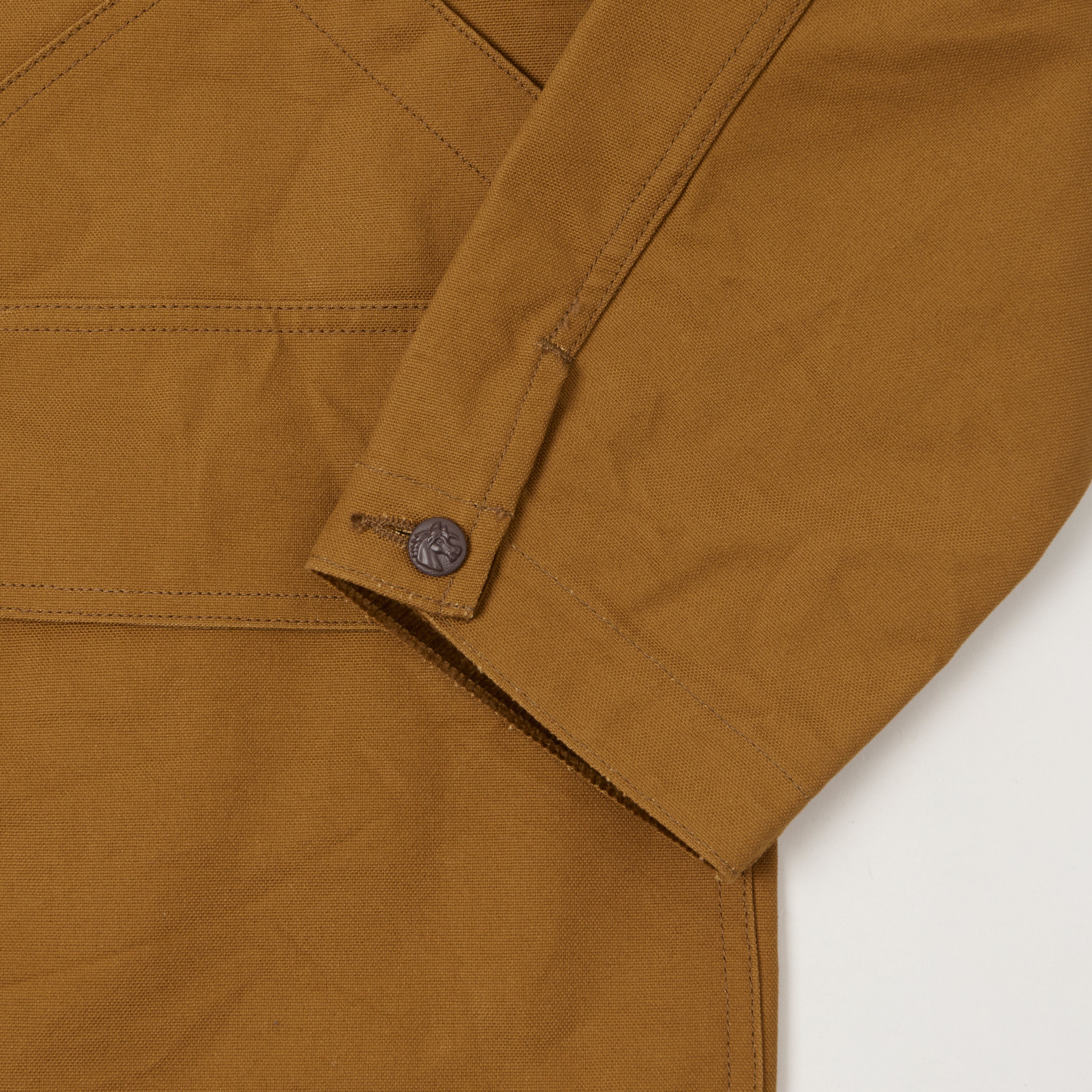 Sugar Cane Corduroy Collar Canvas Hunting Jacket - Brown