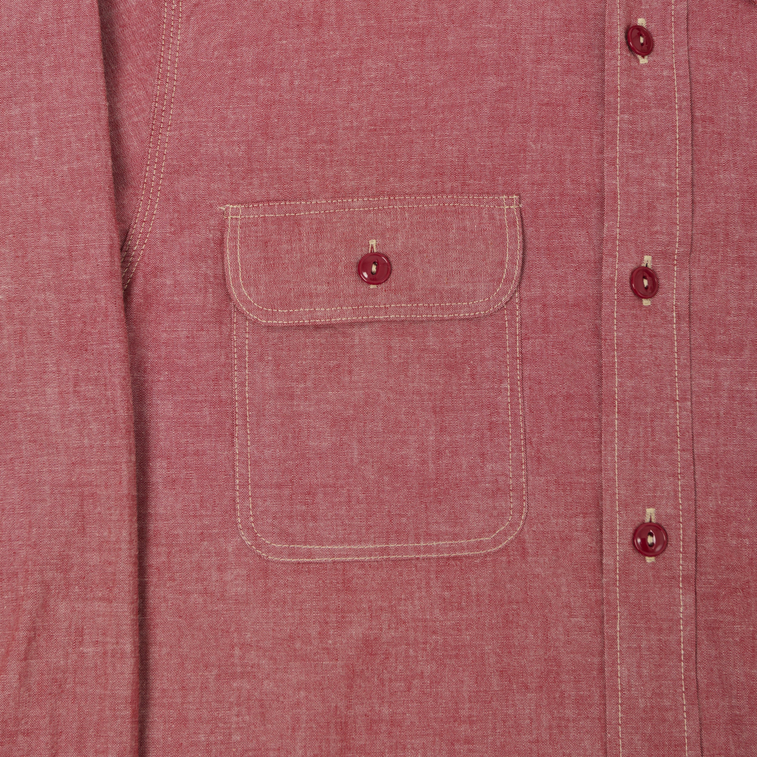 Sugar Cane Chambray Work Shirt - Red