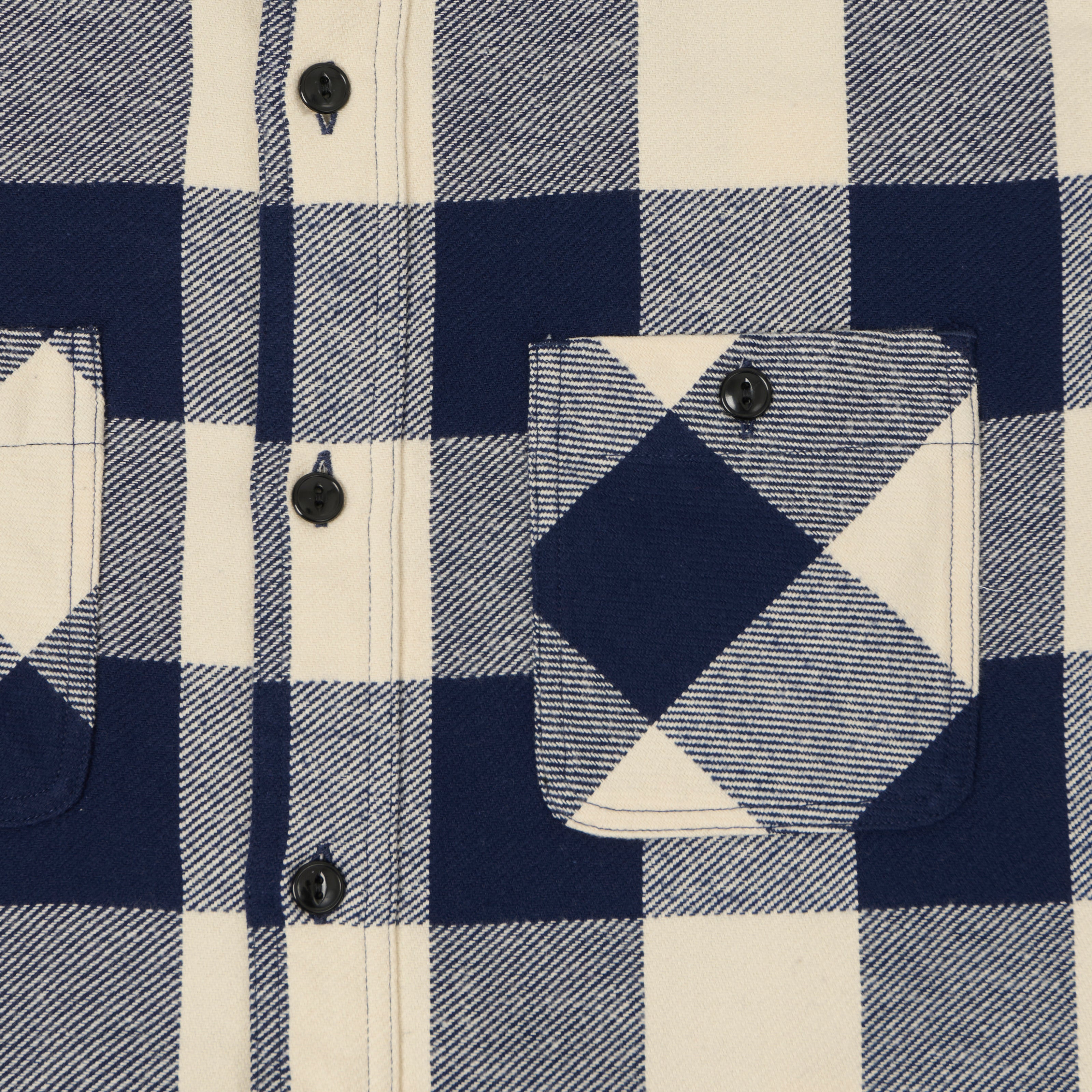 Sugar Cane Buffalo Check Work Shirt - Navy