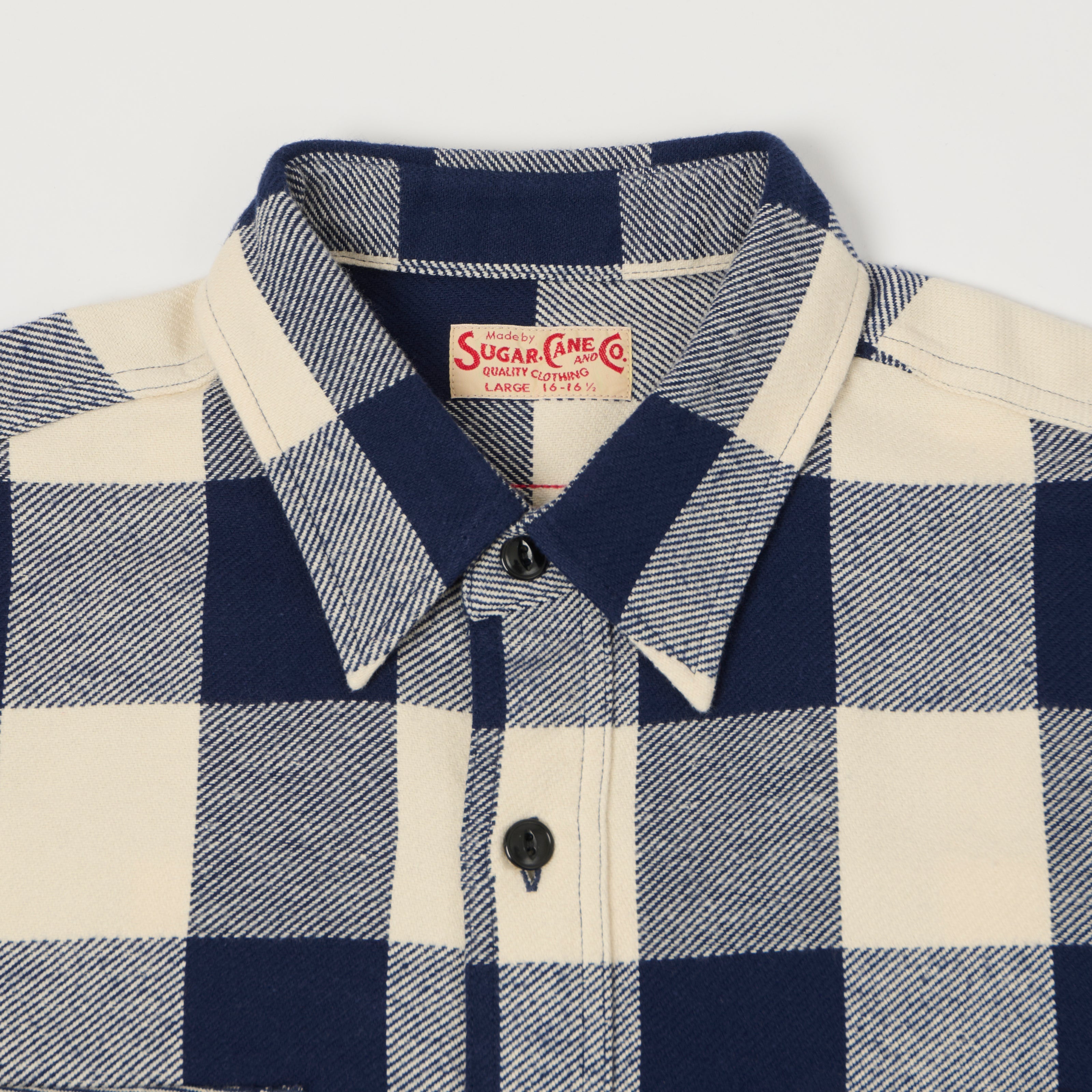 Sugar Cane Buffalo Check Work Shirt - Navy
