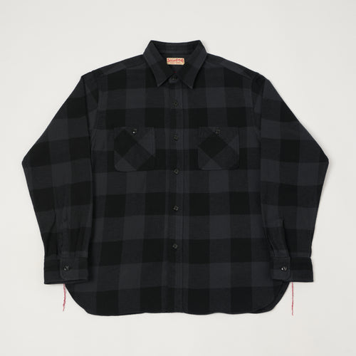 Sugar Cane Buffalo Check Work Shirt - Black