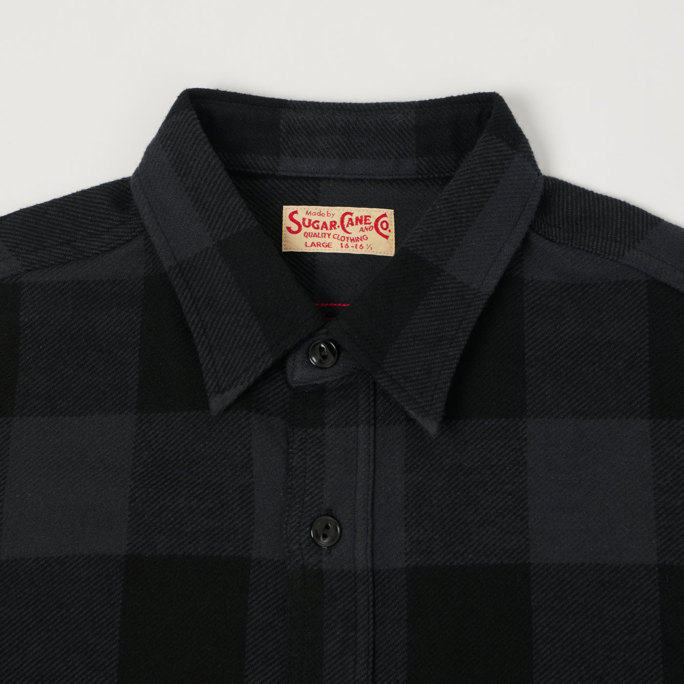 Sugar Cane Buffalo Check Work Shirt - Black