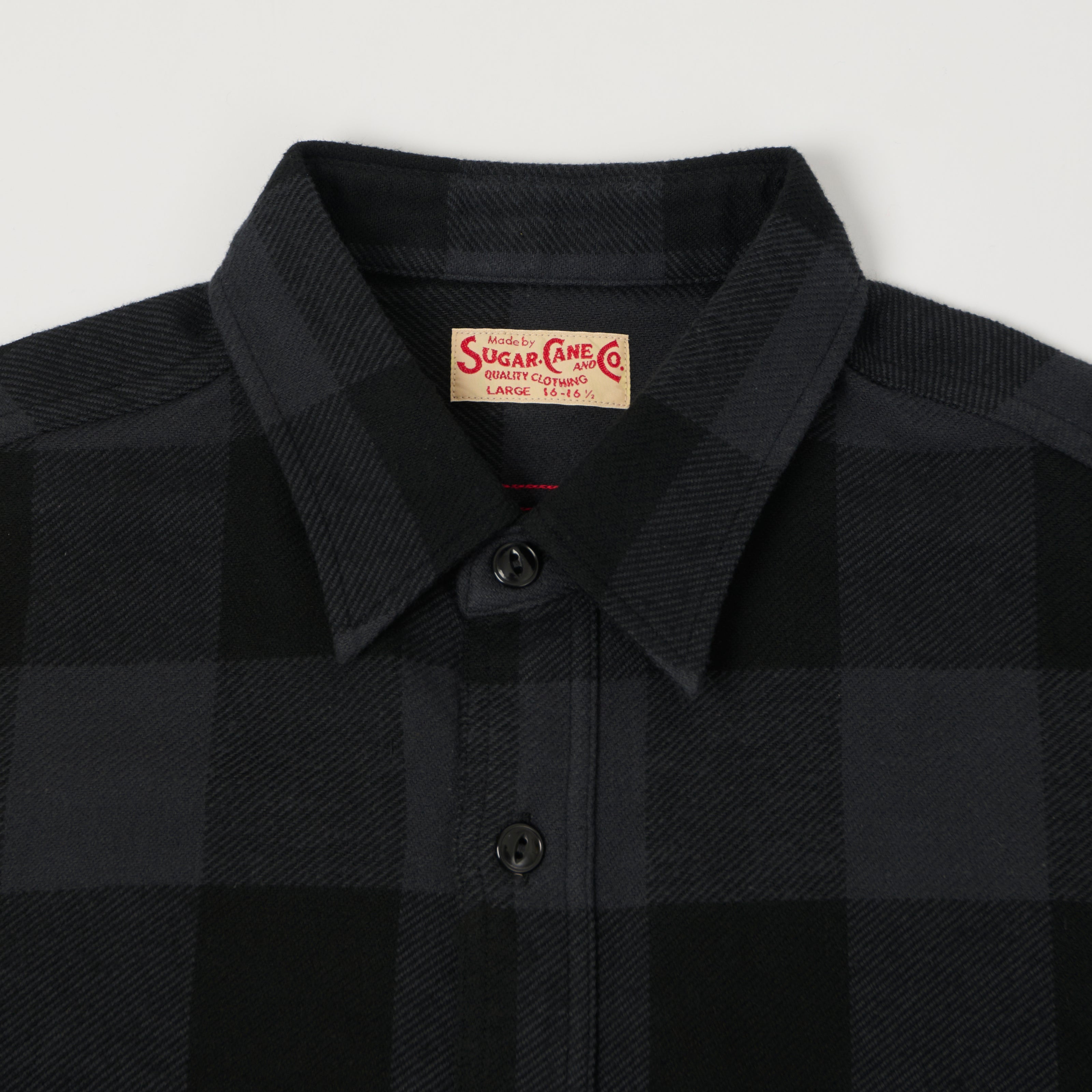 Sugar Cane Buffalo Check Work Shirt - Black
