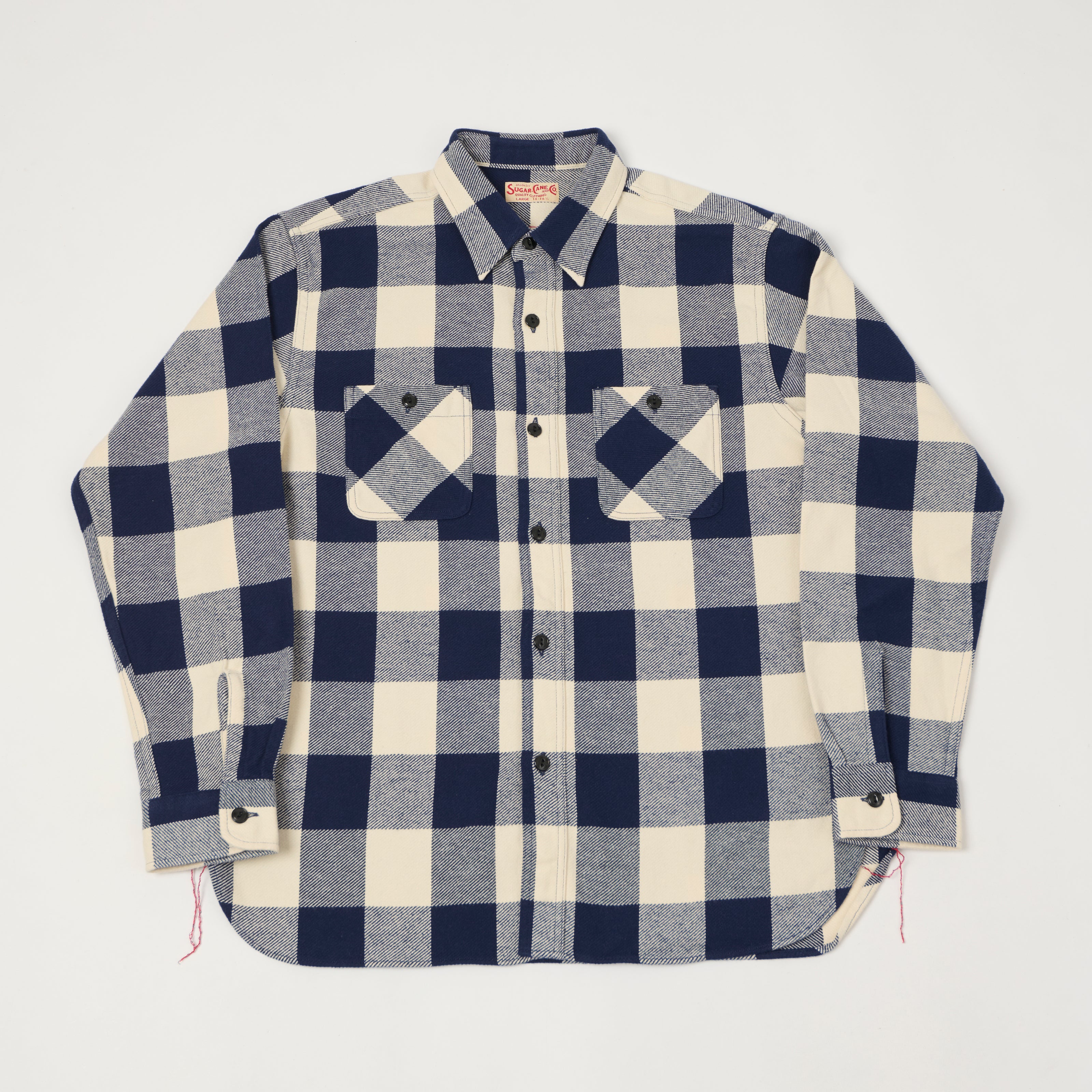 Sugar Cane Buffalo Check Work Shirt - Navy