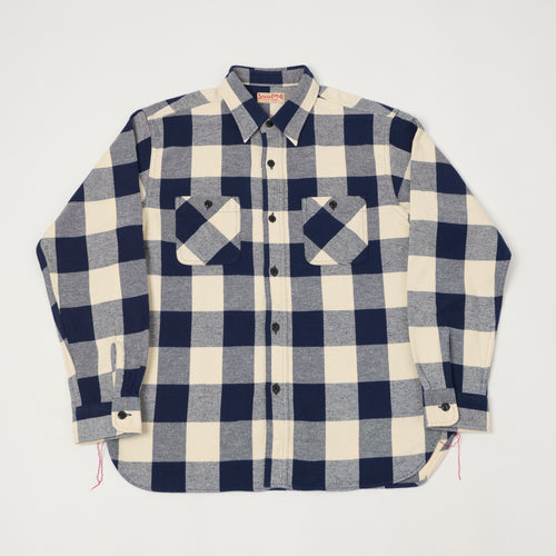Sugar Cane Buffalo Check Work Shirt - Navy