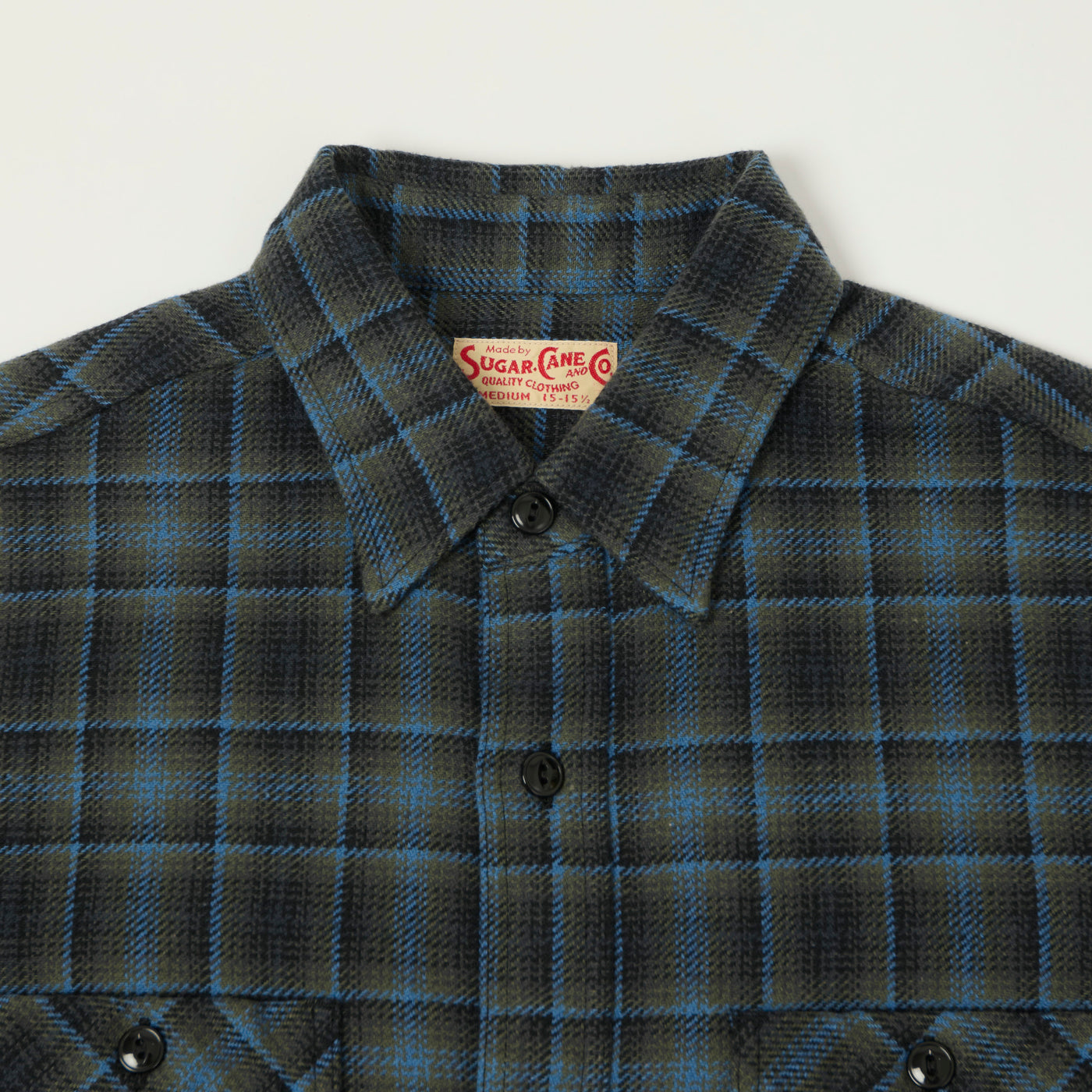 Sugar Cane Vintage Check Work Shirt - Blue/Black