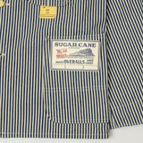Sugar Cane Hickory Stripe Chore Coat - White/Navy