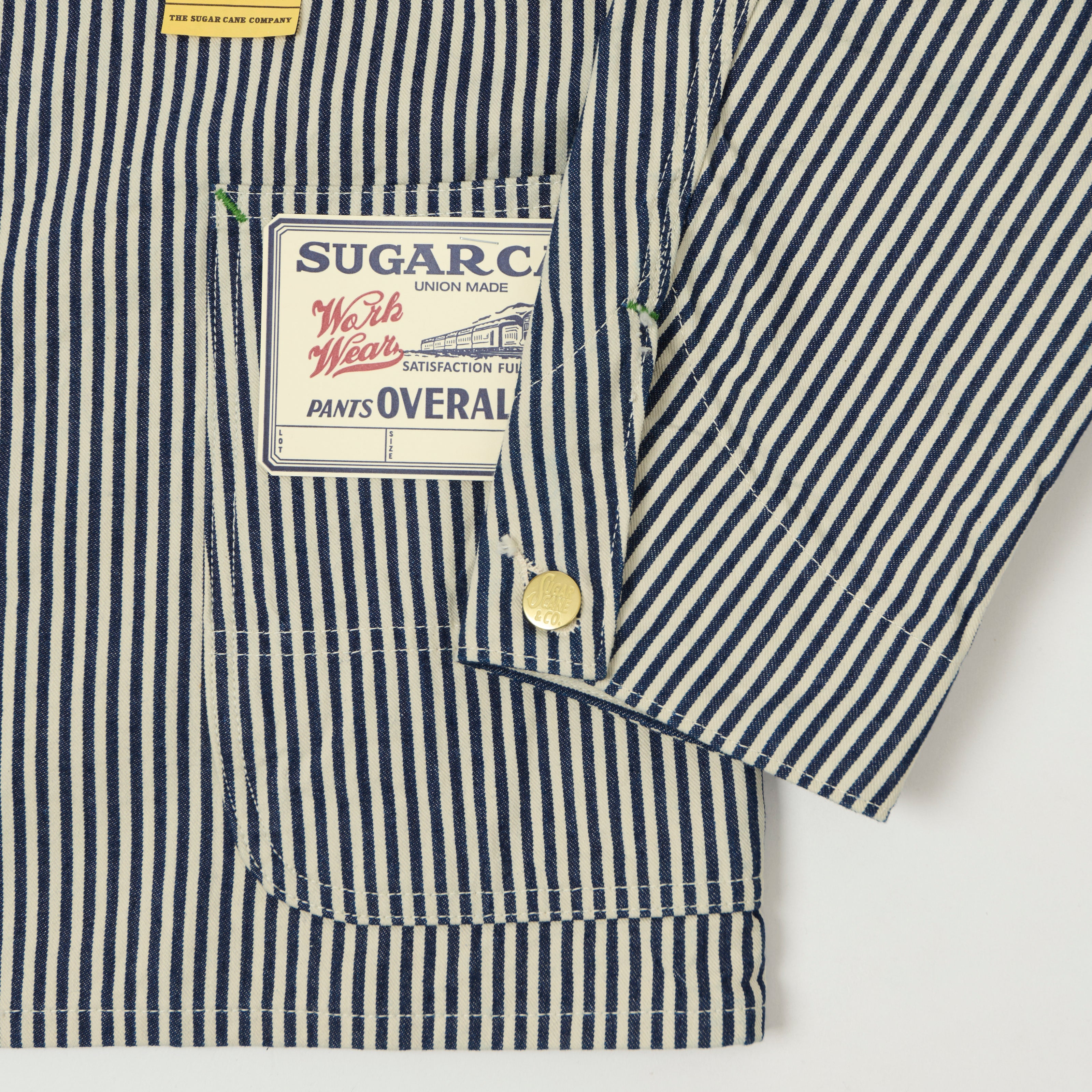 Sugar Cane Hickory Stripe Chore Coat - White/Navy