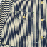 Sugar Cane Hickory Stripe Chore Coat - White/Navy
