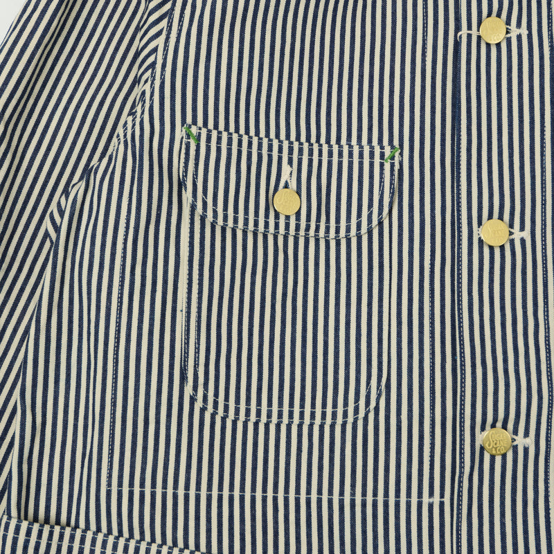 Sugar Cane Hickory Stripe Chore Coat - White/Navy