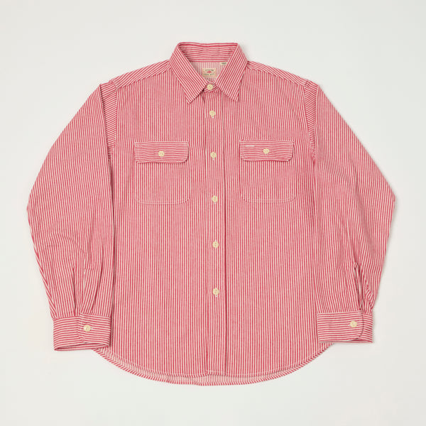 Sugar Cane Hickory Stripe Work Shirt - Red