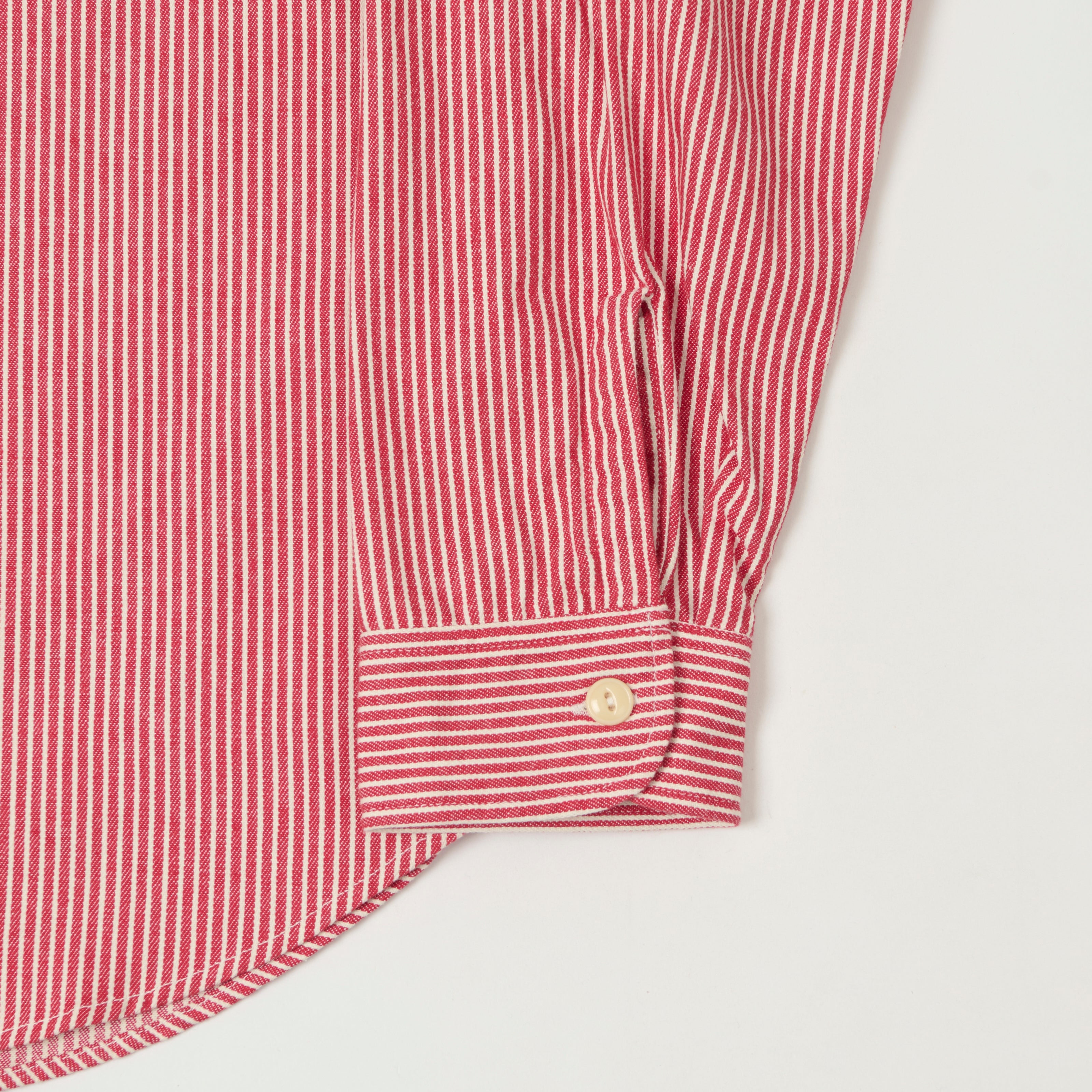 Sugar Cane Hickory Stripe Work Shirt - Red