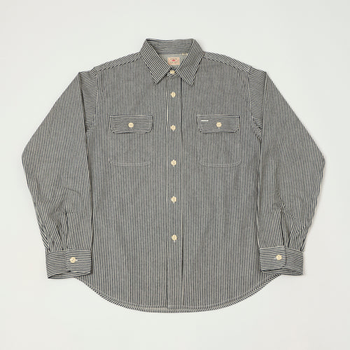 Sugar Cane Hickory Stripe Work Shirt - Black