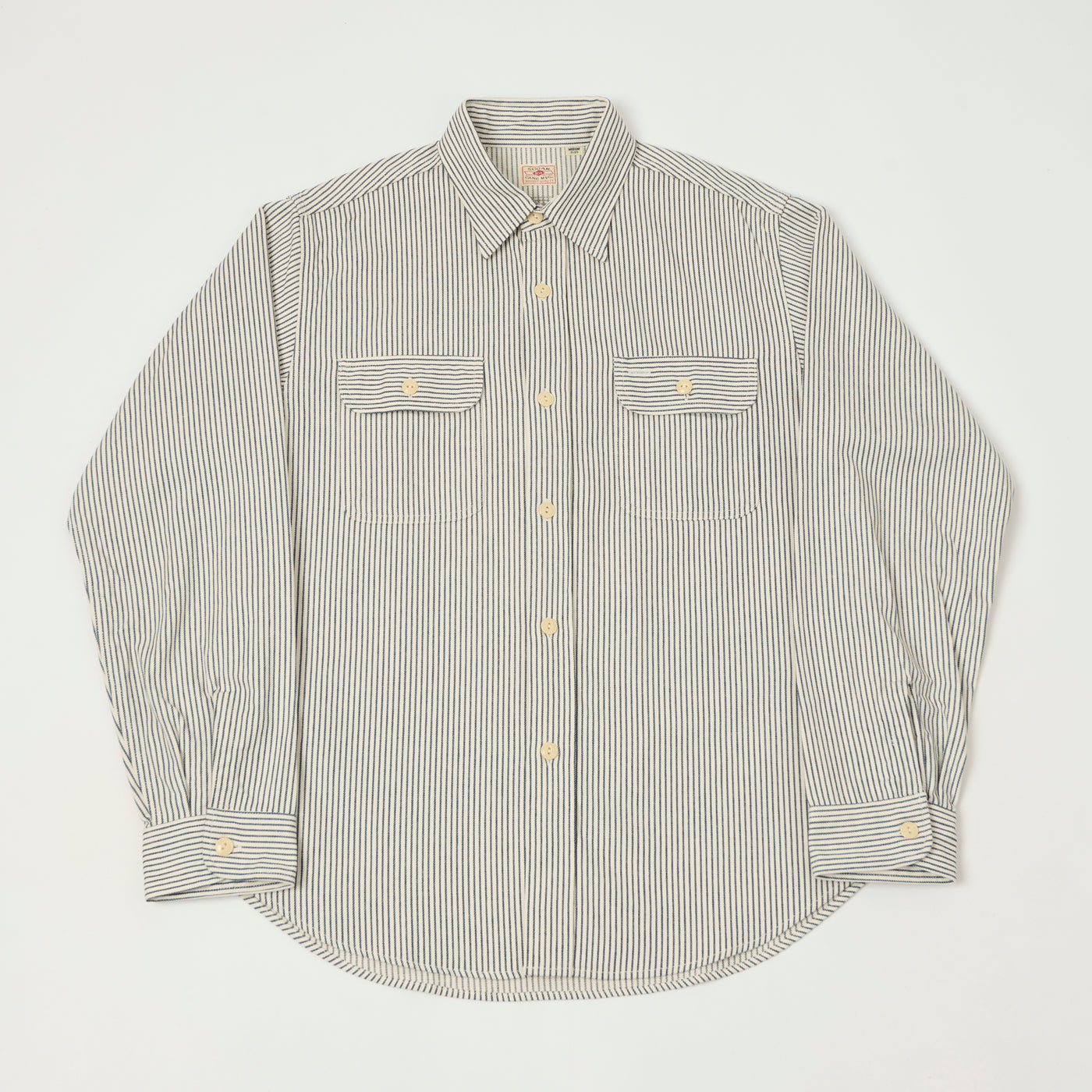 Sugar Cane Hickory Stripe Work Shirt - Grey