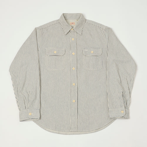 Sugar Cane Hickory Stripe Work Shirt - Grey