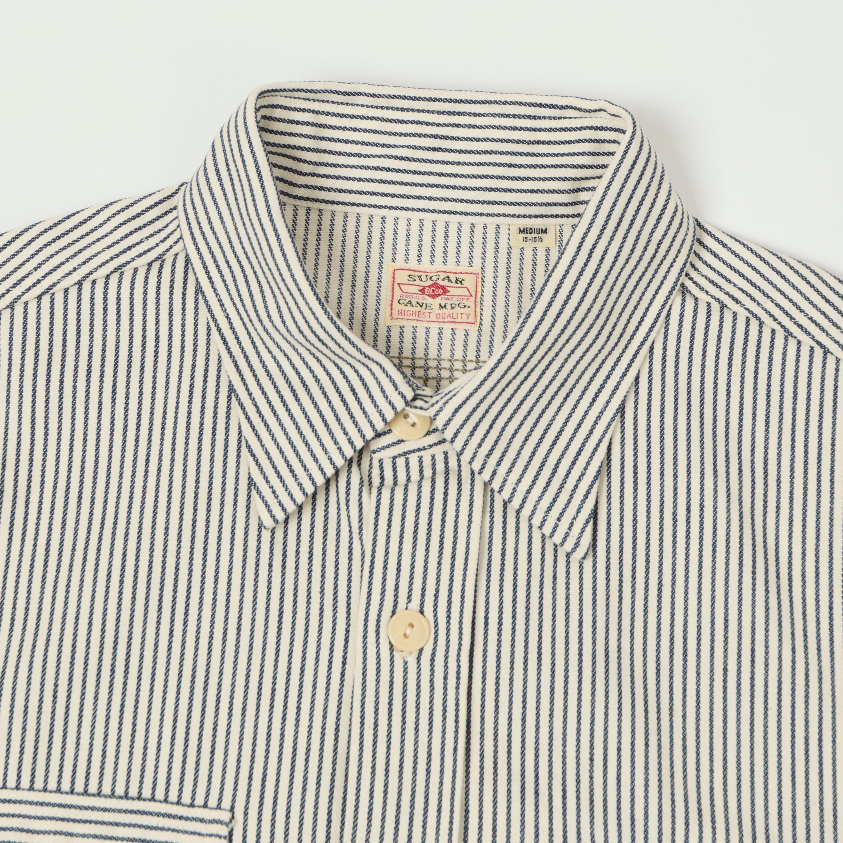 Sugar Cane Hickory Stripe Work Shirt - Grey