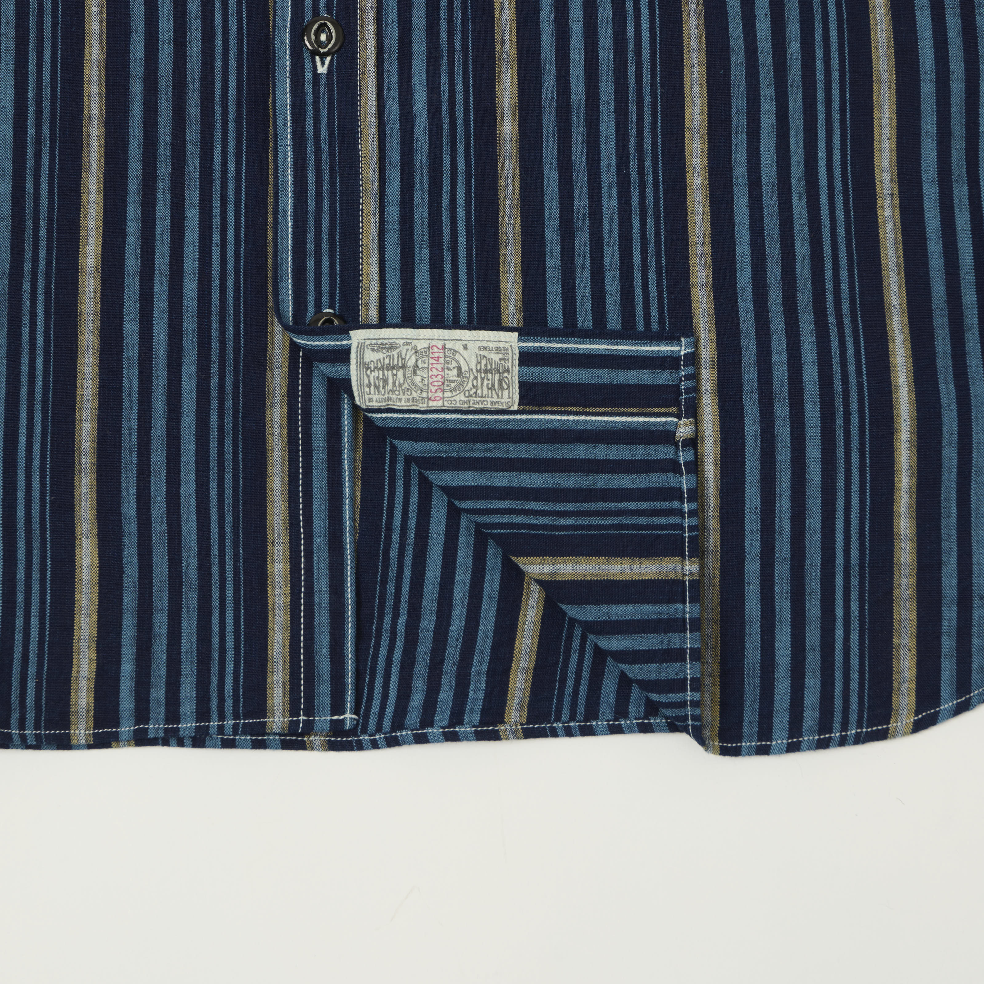 Sugar Cane Indigo Stripe Work Shirt - Navy